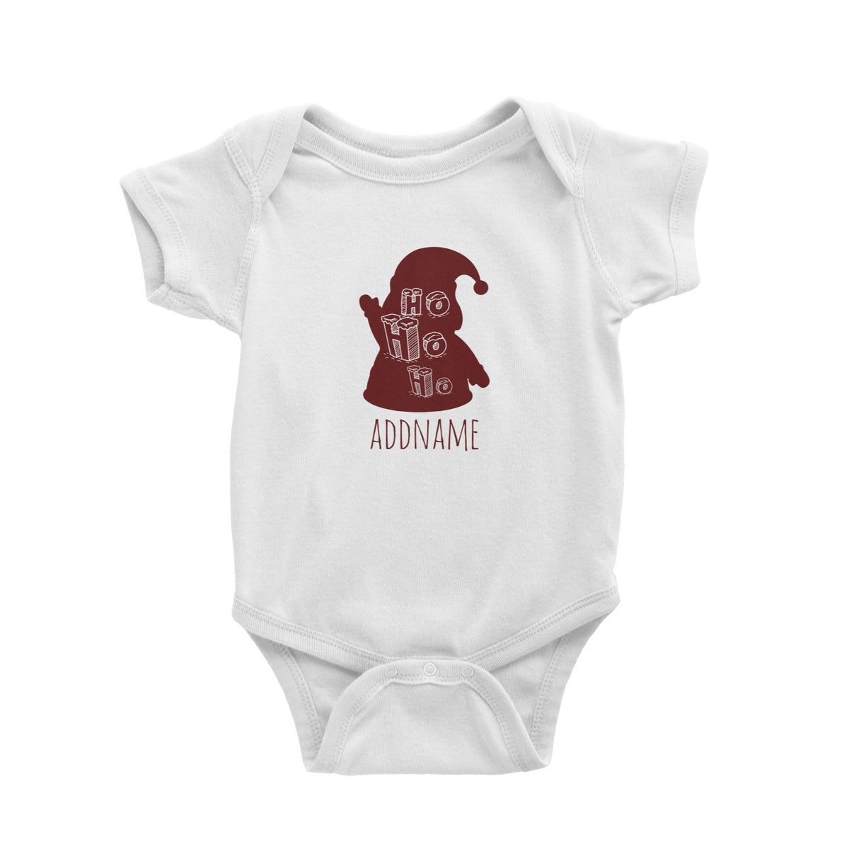 Christmas Series Red Santa Silhouette Ho Ho Ho Baby Romper