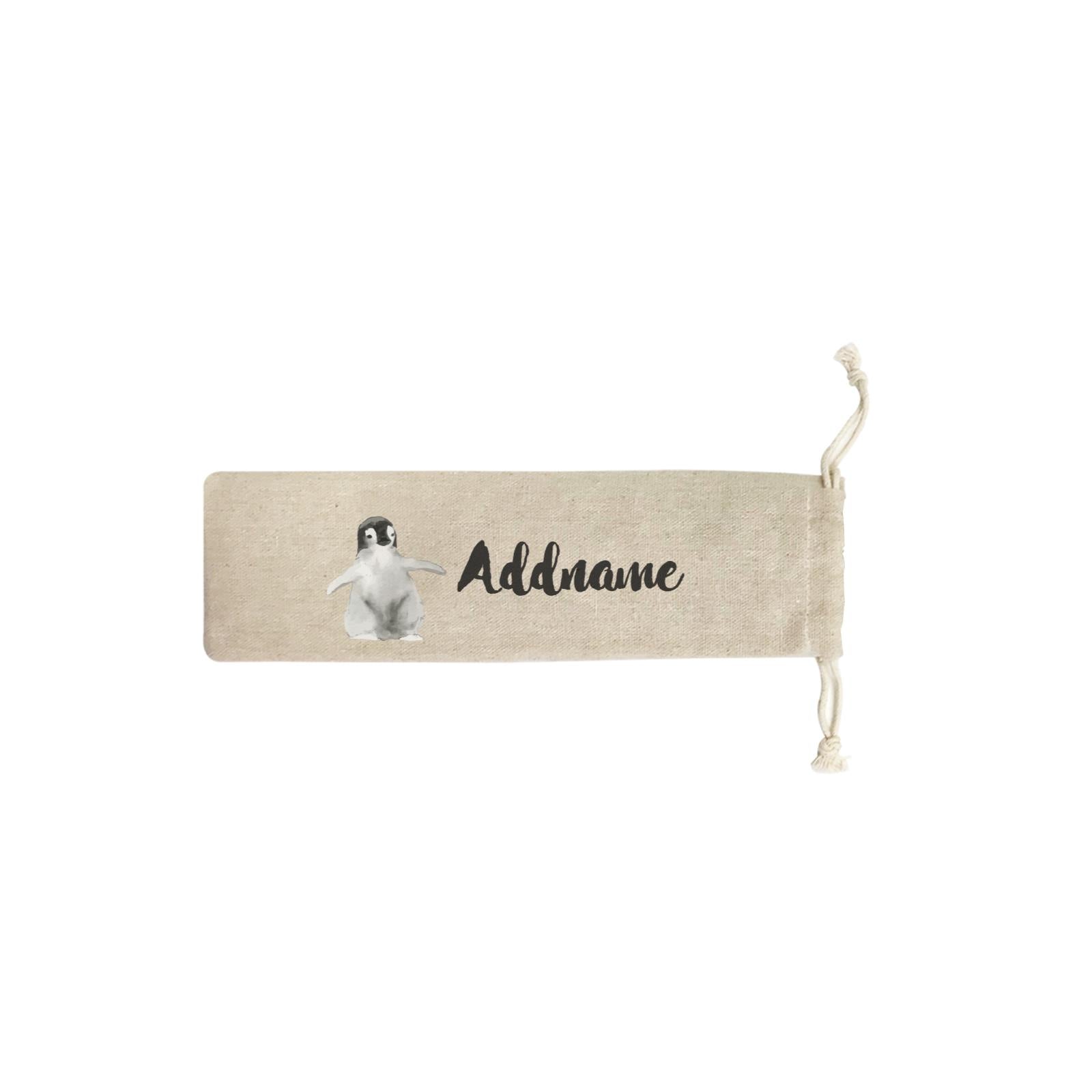 Watercolour Animal Sweet Baby Emperor Penguin Addname SB Straw Pouch (No Straws included)