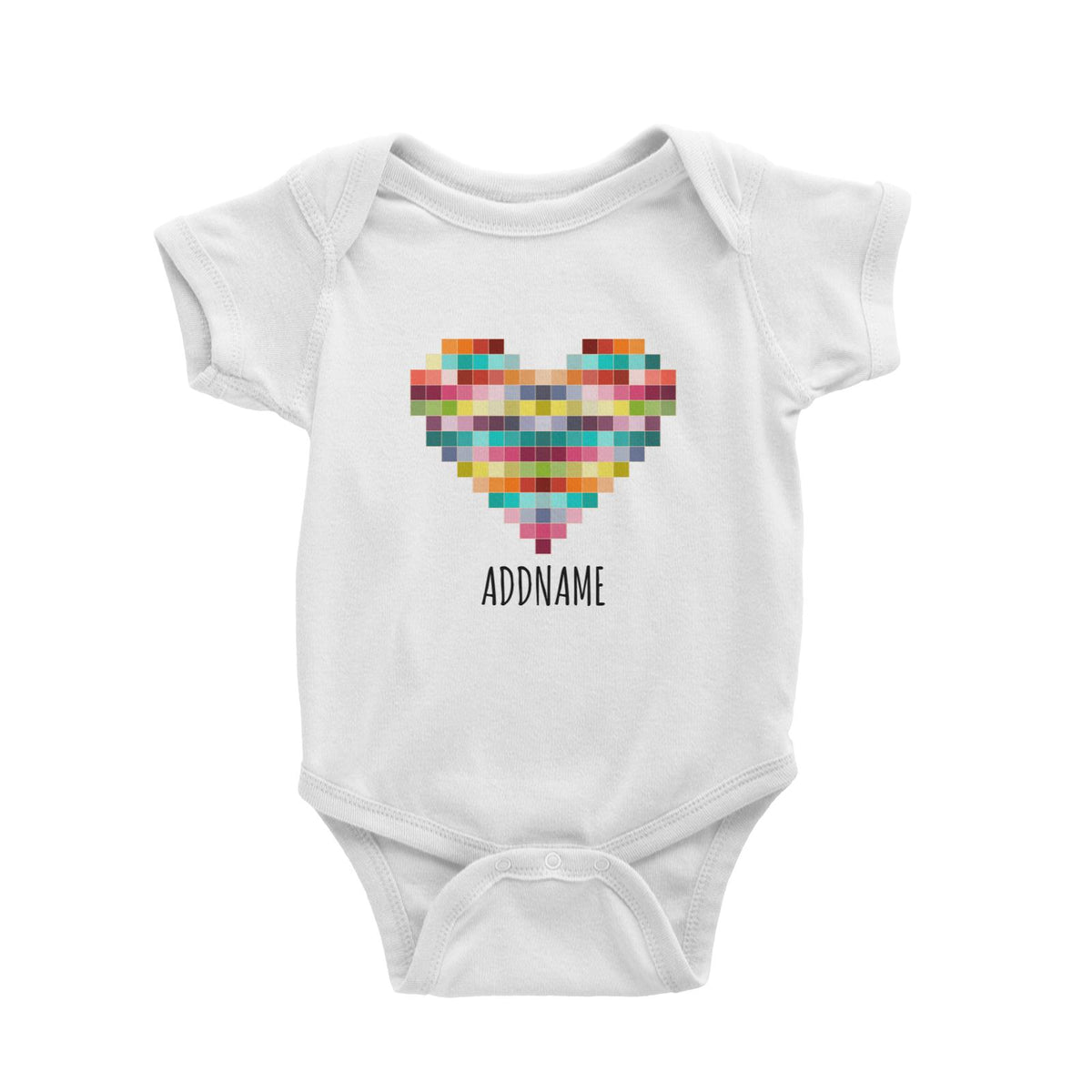 Pixel Retro Multi Colour Heart White White Baby Romper
