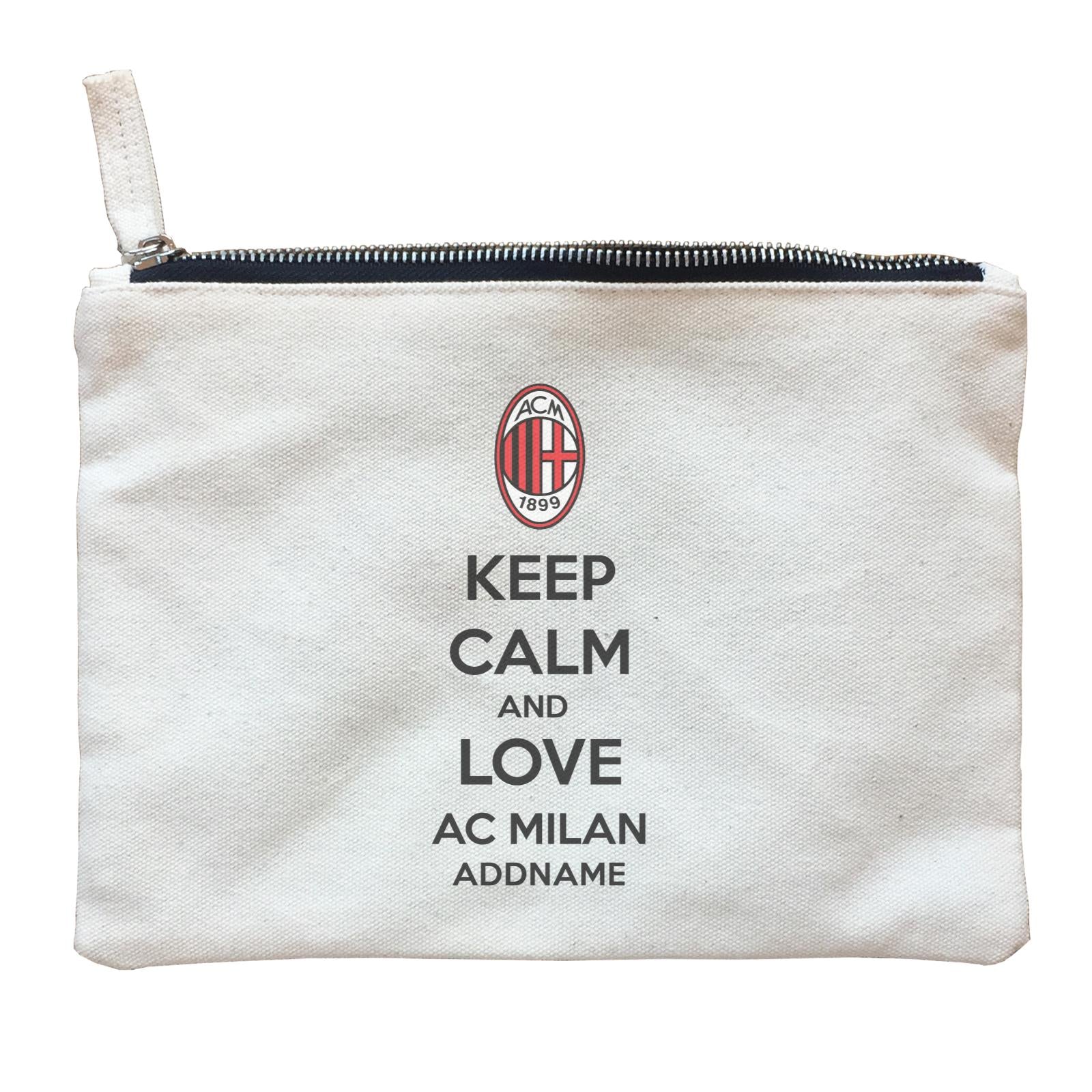 AC Milan Football Keep Calm And Love Serires Addname Zipper Pouch