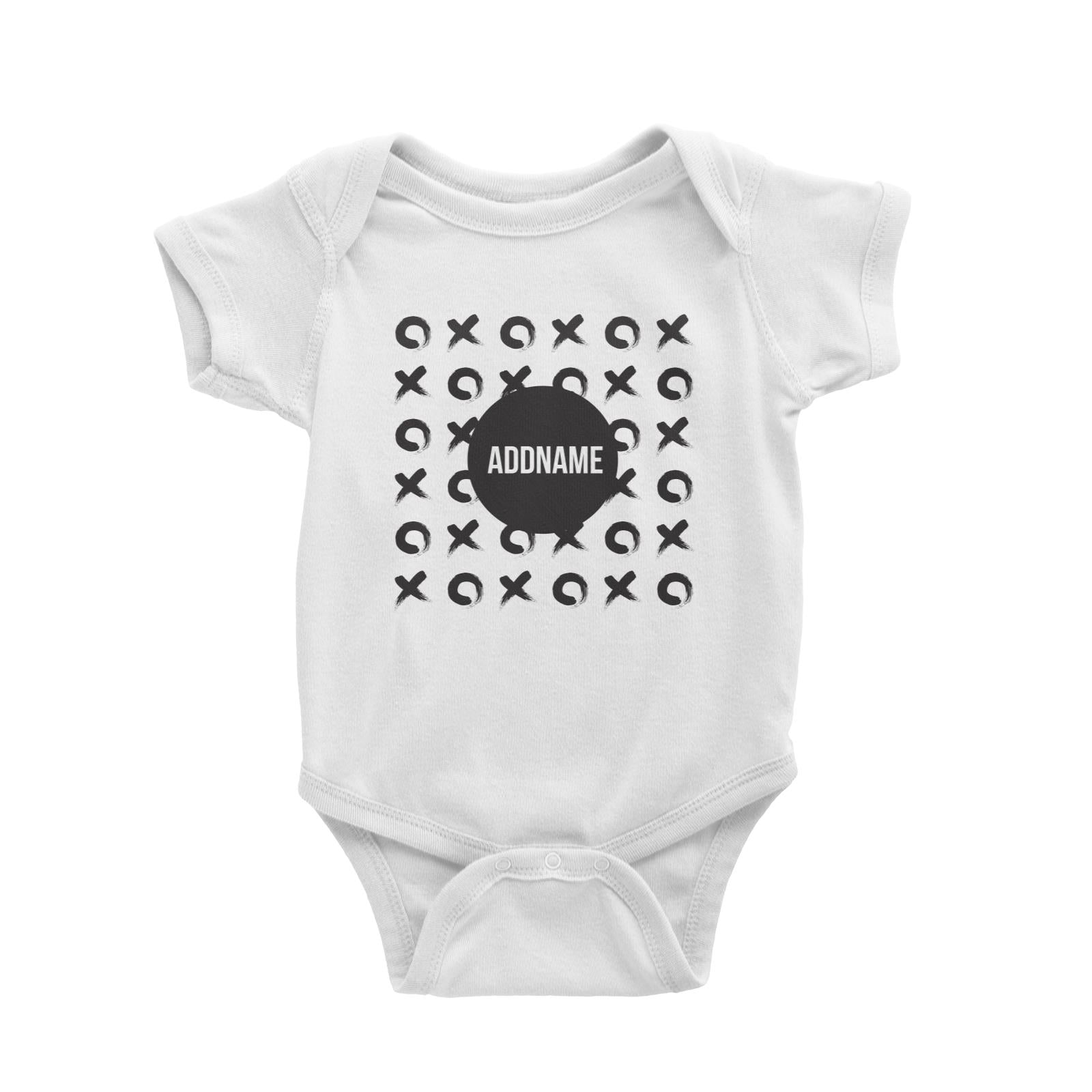 Monochrome Black Tic Tac Toe with Addname Baby Romper