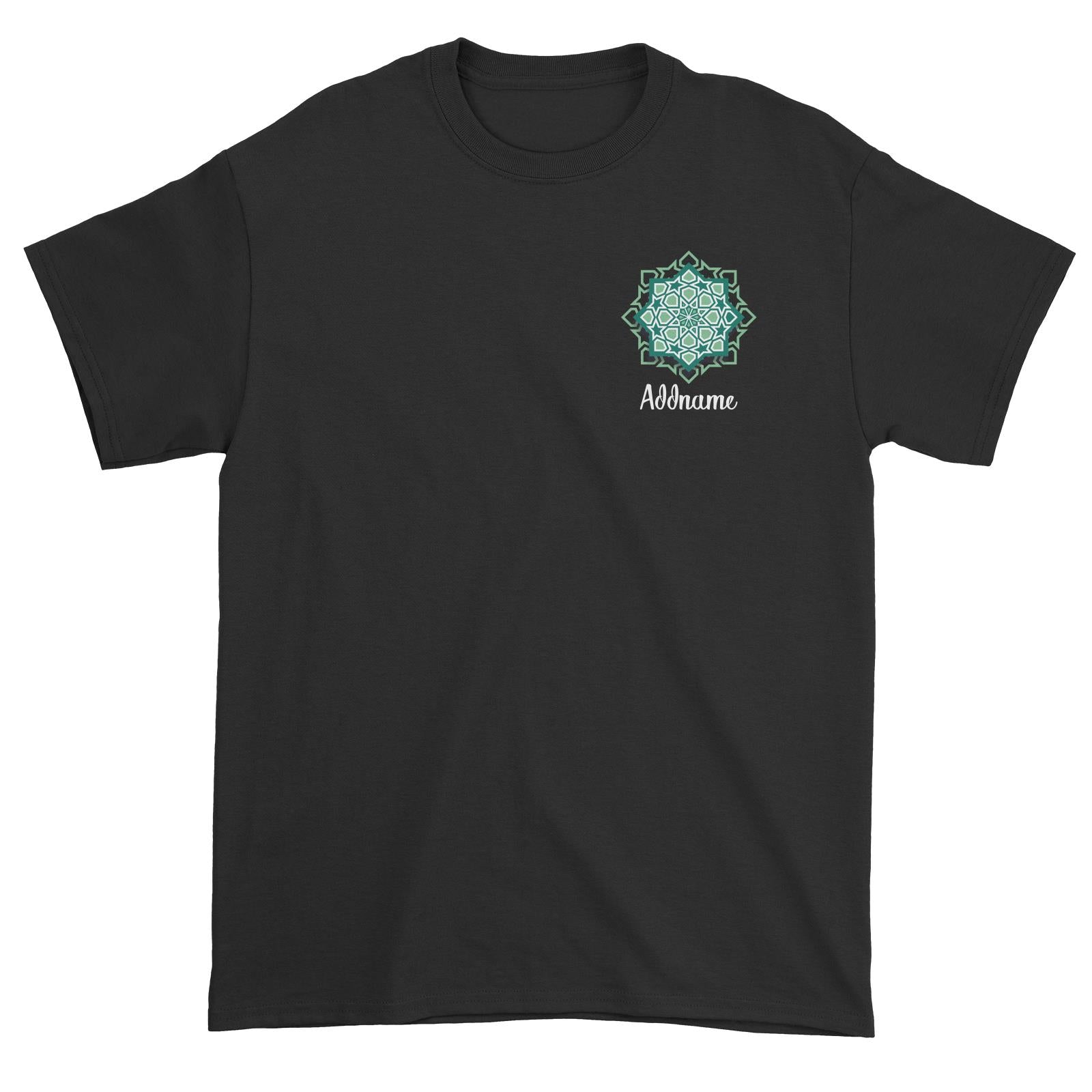 Raya Symbol Green Islamic Geometric Pocket Addname Unisex T-Shirt