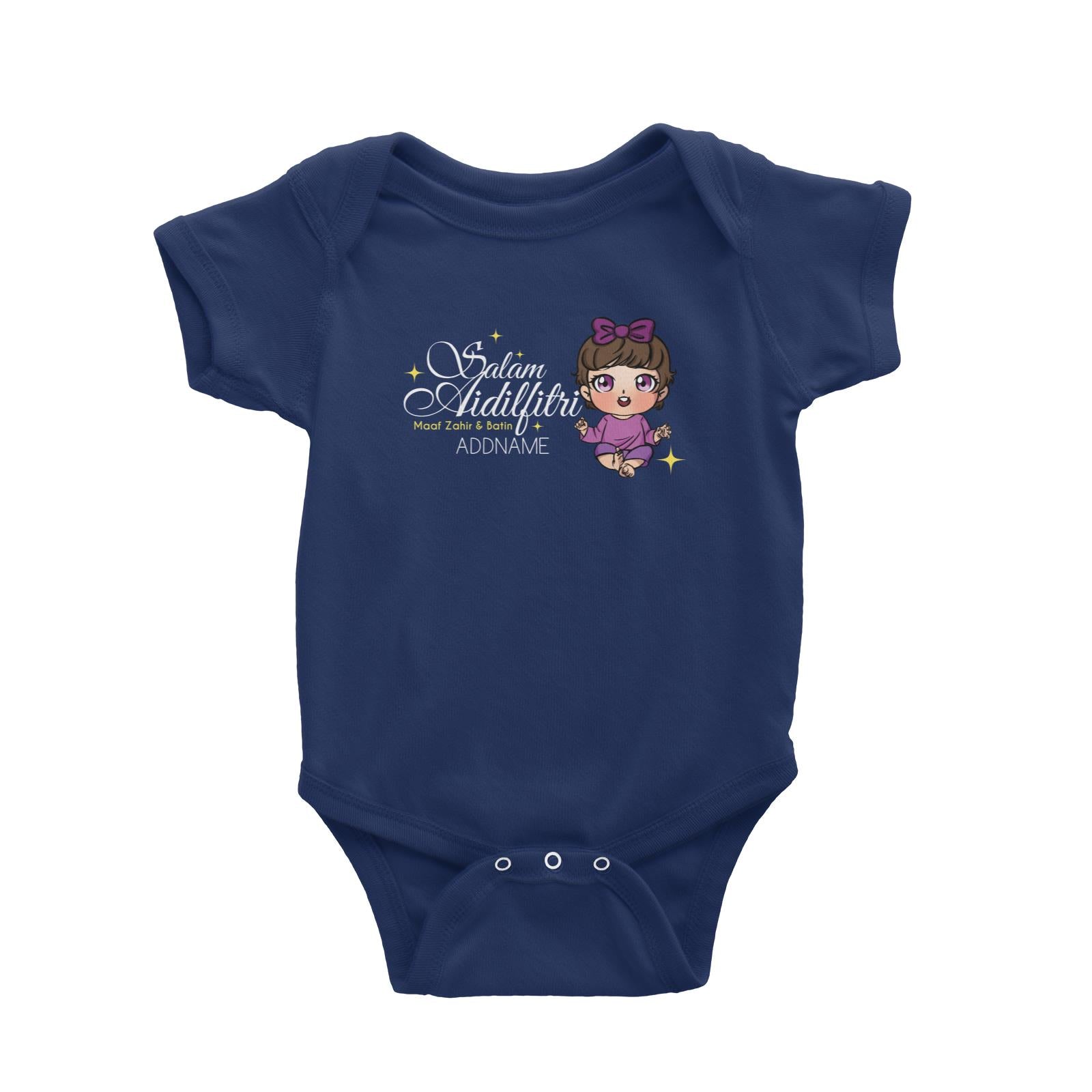 Raya Chibi Wishes Baby Girl Addname Wishes Everyone Salam Aidilfitri Maaf Zahir & Batin Baby Rompers