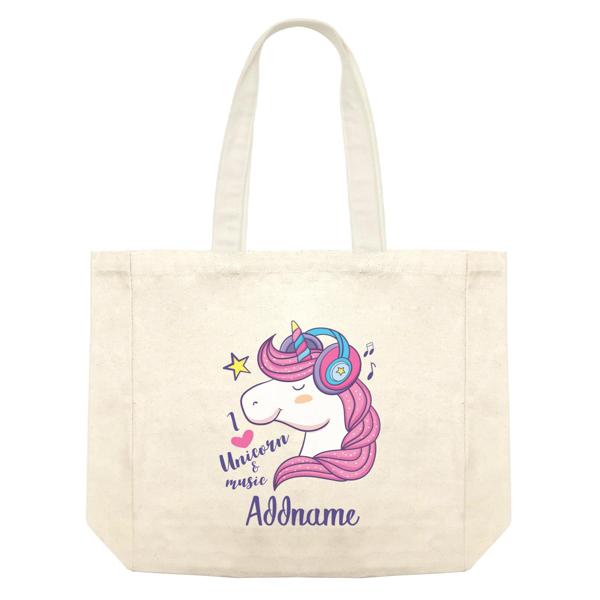 Cool Cute Unicorn I Love Unicorn &amp; Music Addname Shopping Bag