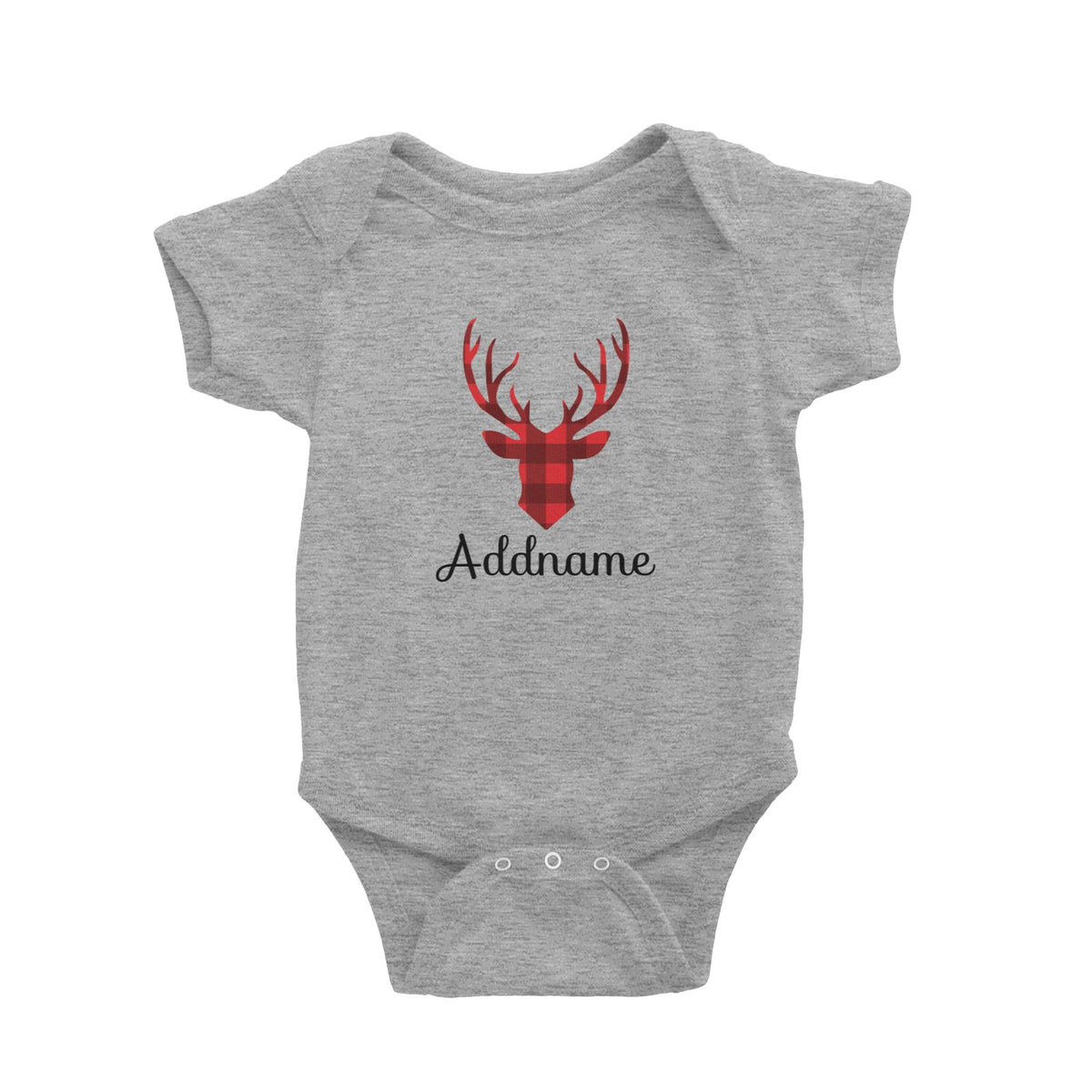 Christmas SeriesReindeer Silhouette Check Pattern Baby Romper