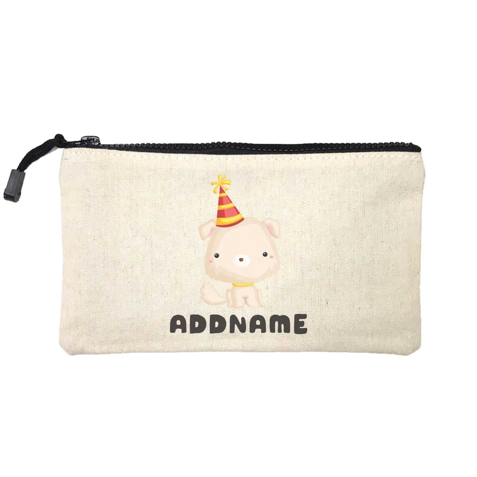 Birthday Friendly Animals Happy Dog Wearing Party Hat Addname Mini Accessories Stationery Pouch