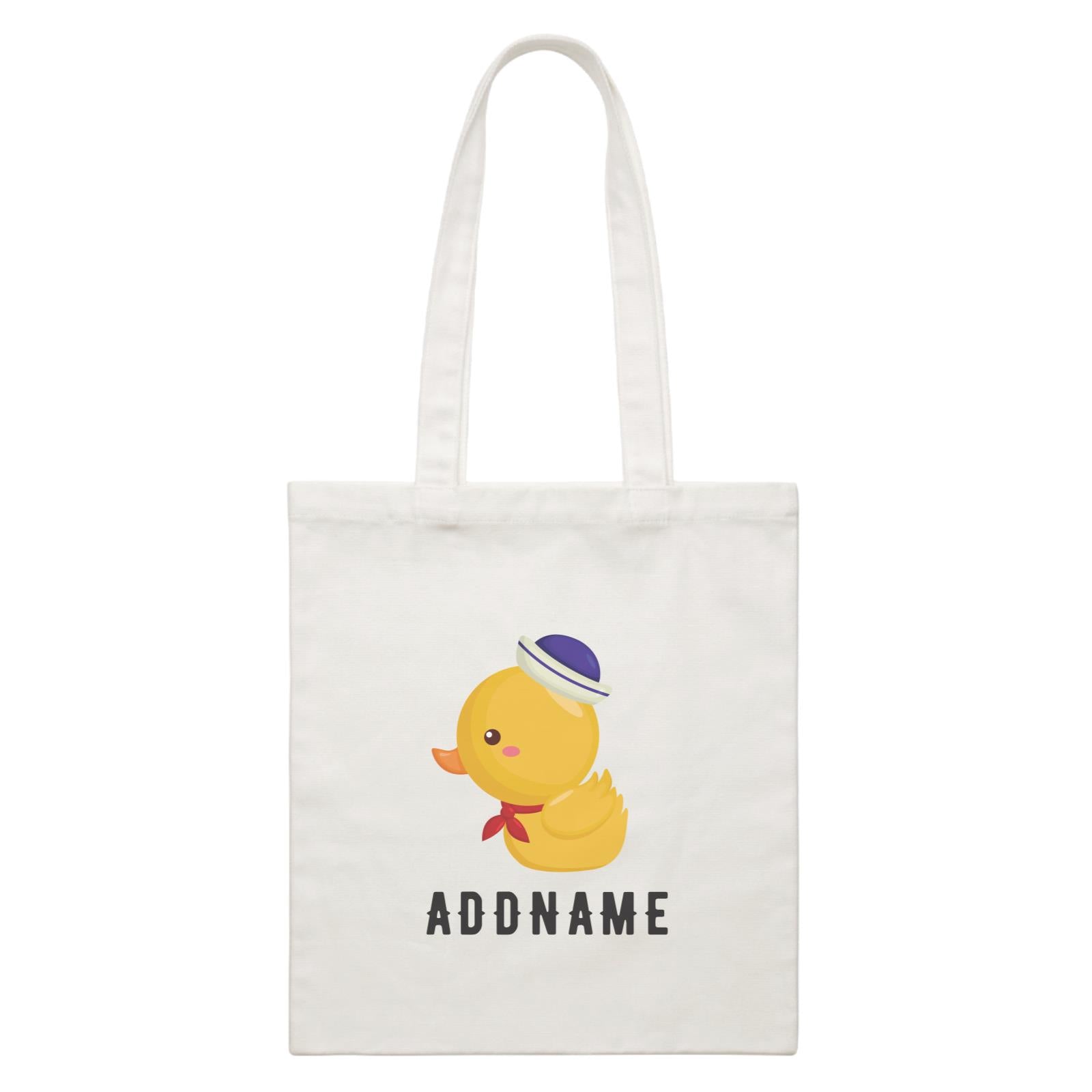 Birthday Sailor Baby Duck Addname White Canvas Bag