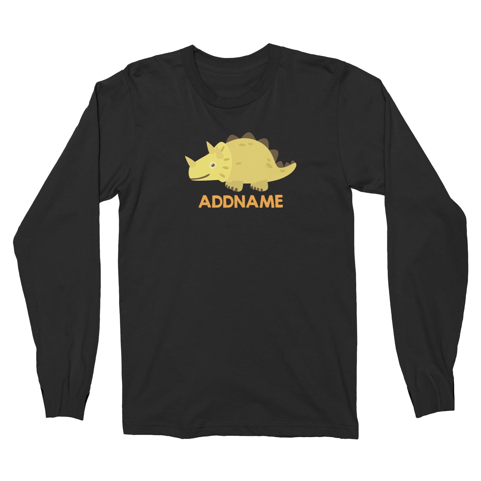 Cute Triceratops Dinosaur Personalizable Design Long Sleeve Unisex T-Shirt