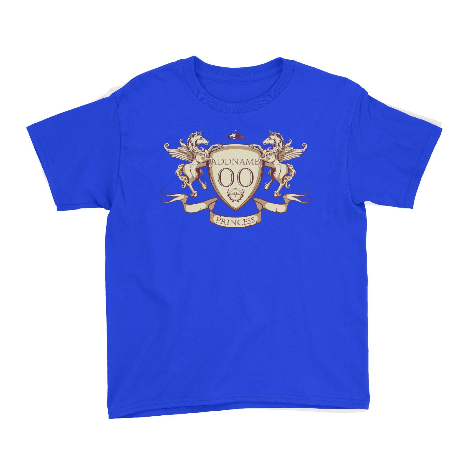 Horse Royal Emblem Princess Personalizable with Name and Number Kid's T-Shirt