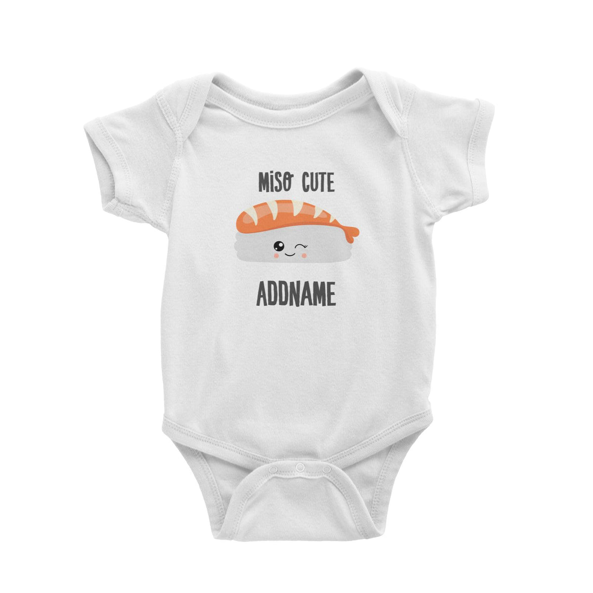 Miso Cute Salmon Sushi Addname White Baby Romper