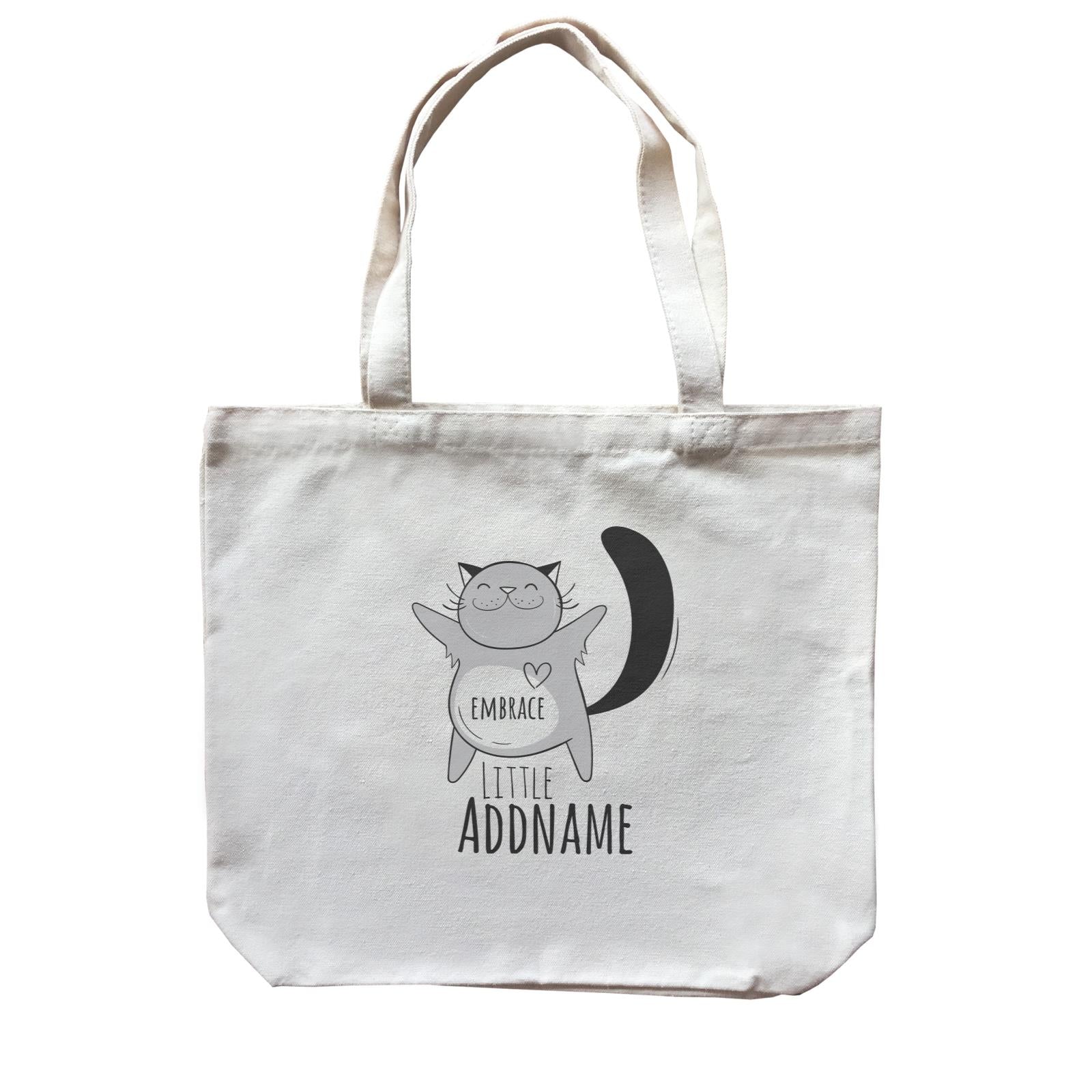 Drawn Adorable Animals Embrace Addname Canvas Bag
