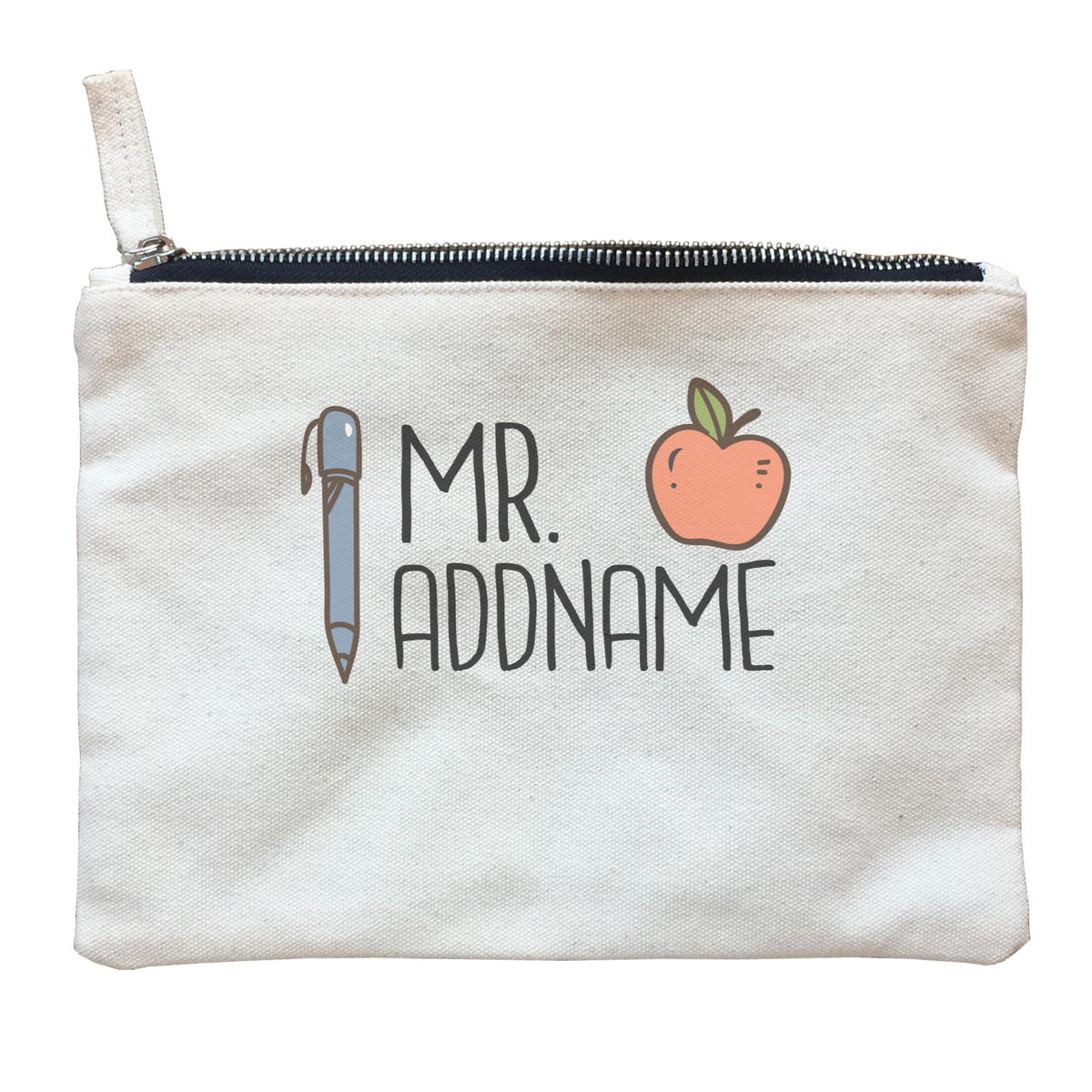 Teacher Addname Apple And Pen Mr Addname Zipper Pouch