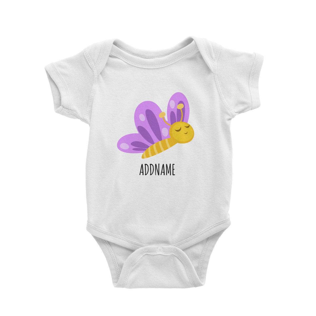 Cartoon Purple Butterfly White White Baby Romper