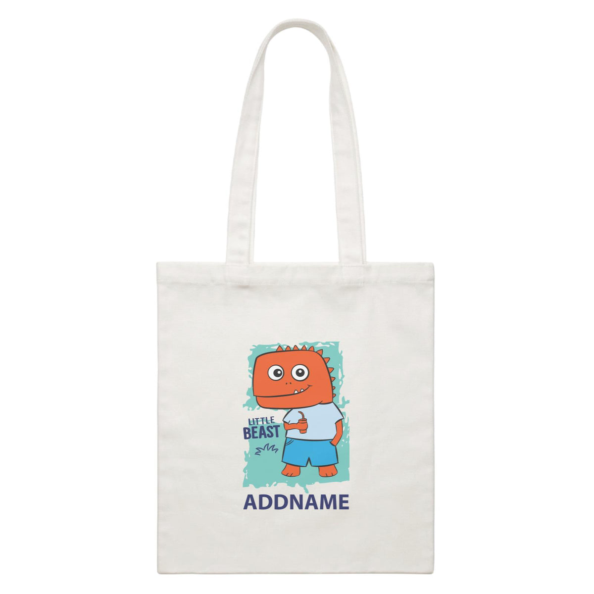 Cool Cute Dinosaur Little Beast Addname White Canvas Bag