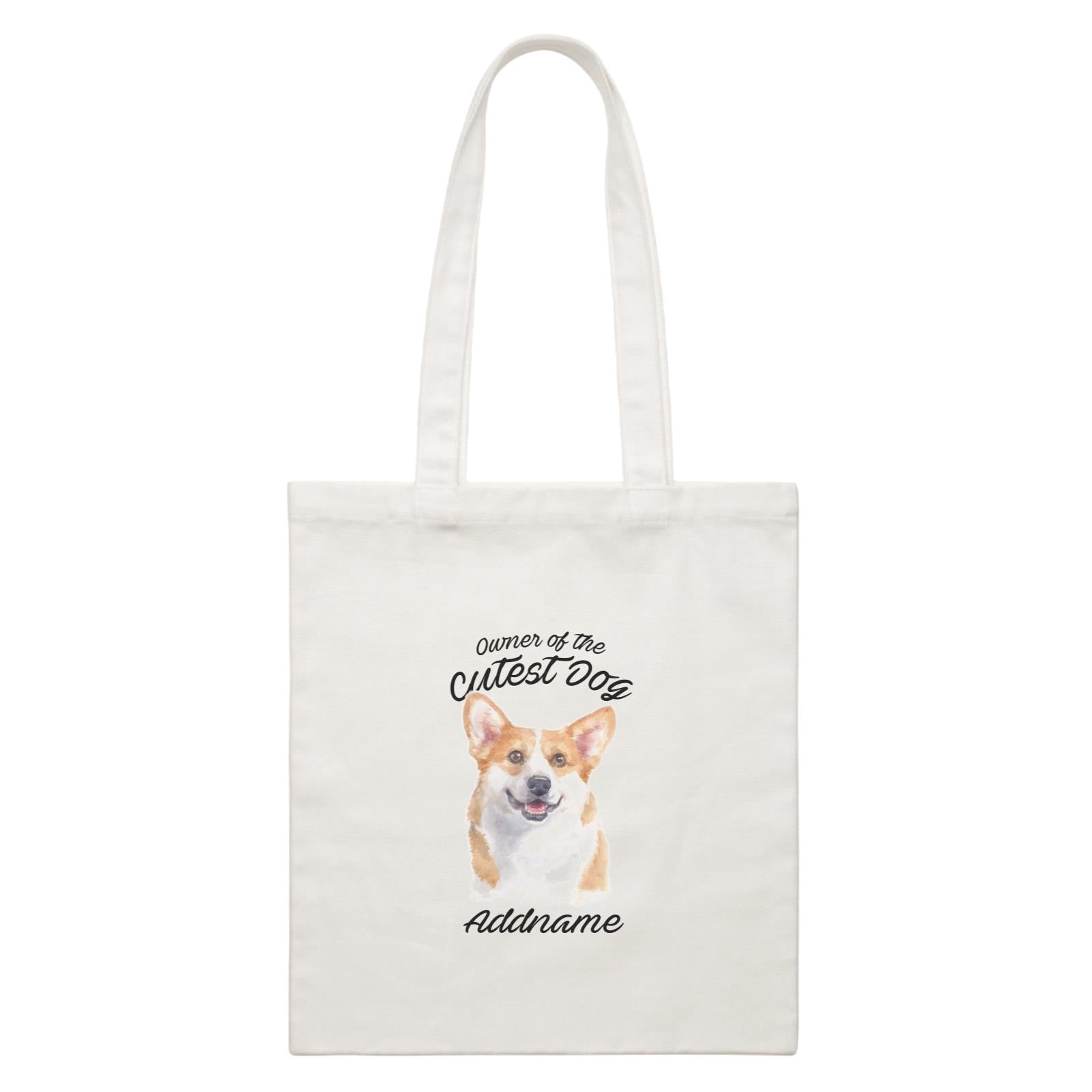 Watercolor Dog Owner Of The Cutest Dog Welsh Corgi Smile Addname White Canvas Bag