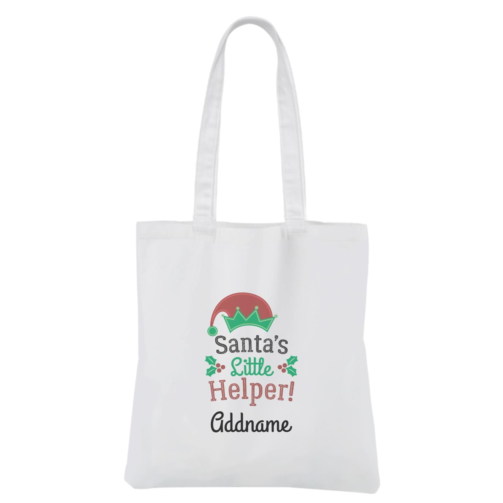 Christmas Series Santa's Little Helper White Canvas Bag
