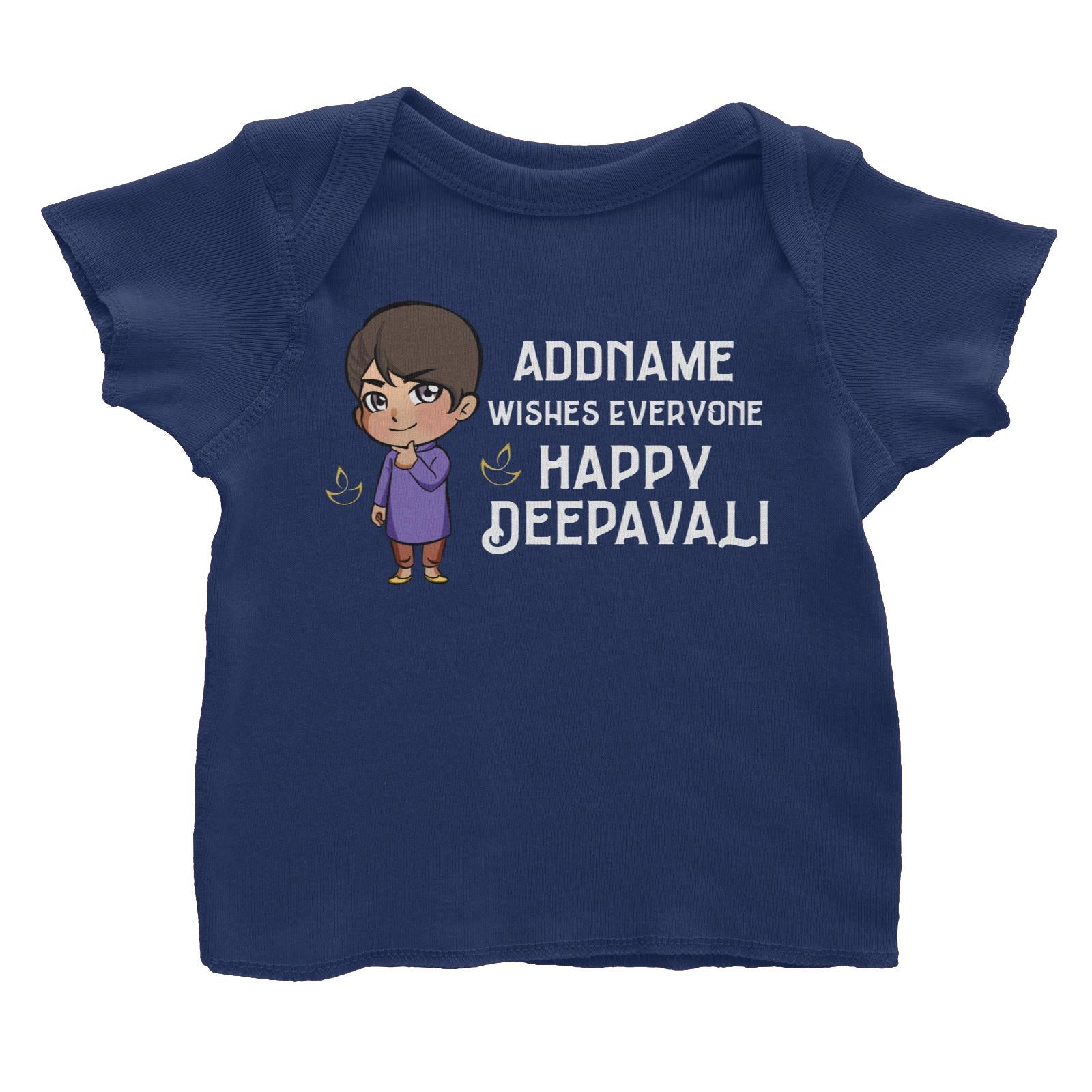 Deepavali Chibi Little Boy Addname Wishes Everyone Deepavali Baby T-Shirt