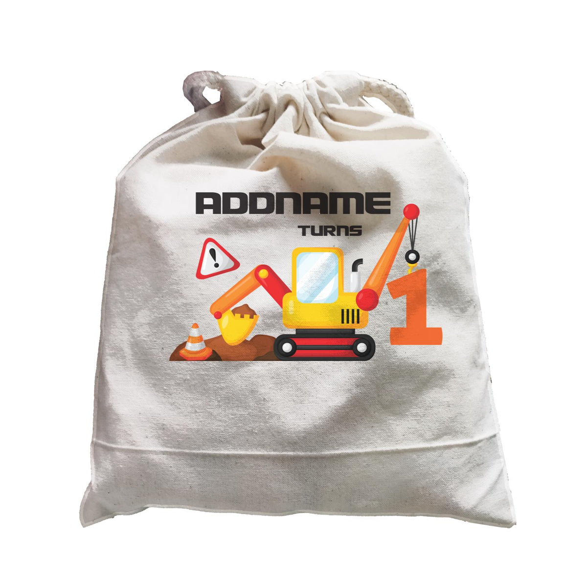 Birthday Construction Excavator Addname Turns 1 Satchel