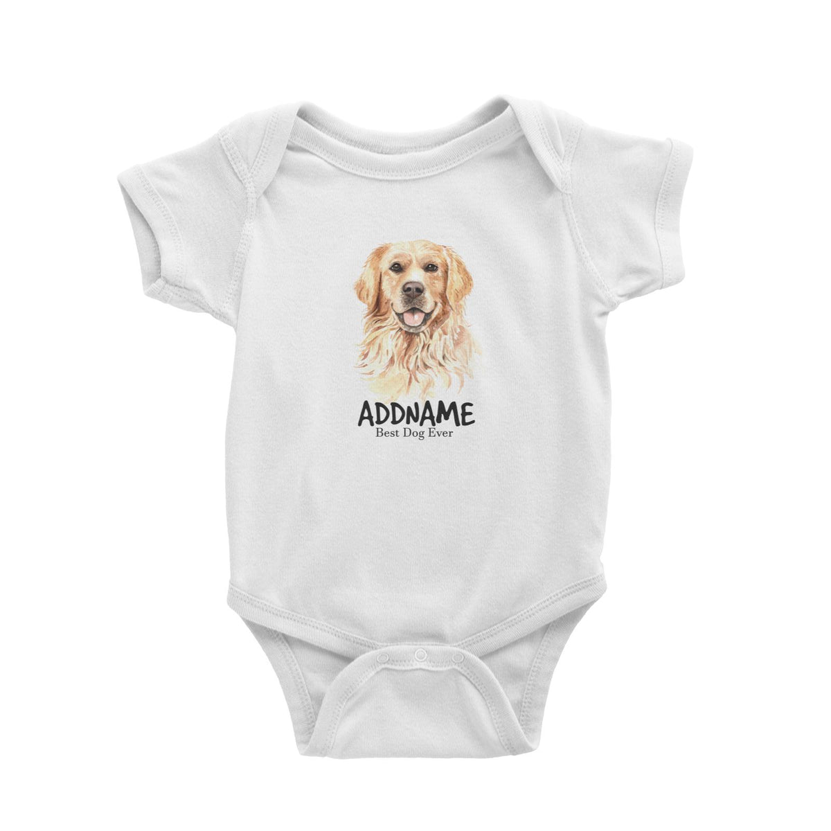 Watercolor Dog Golden Retriever Happy Best Dog Ever Addname Baby Romper