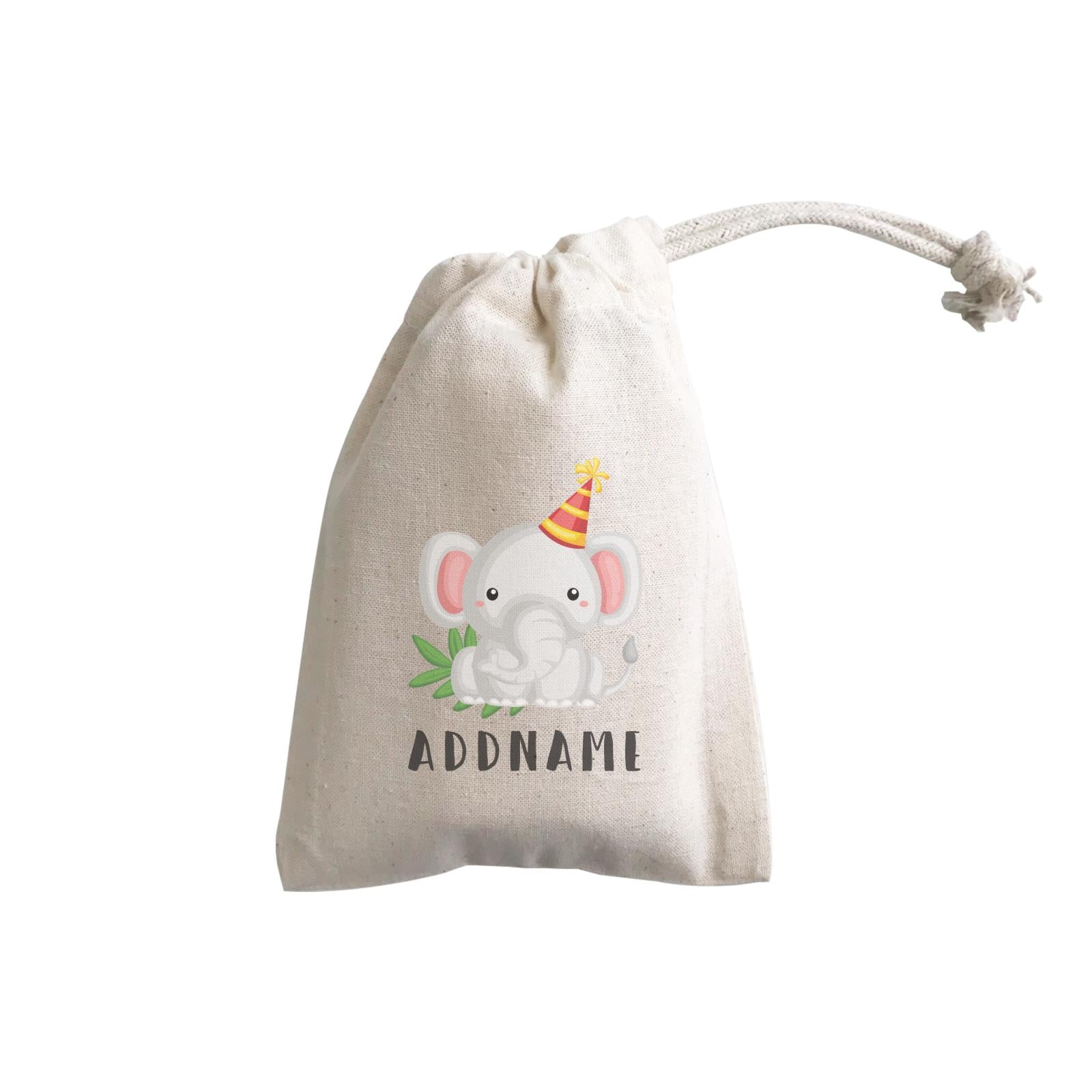 Birthday Safari Elephant Wearing Party Hat Addname GP Gift Pouch