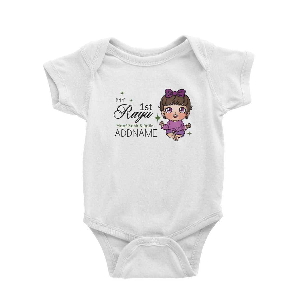 Raya Chibi Baby Baby Girl My 1st Raya Maaf Zahir &amp; Batin Addname Baby Rompers
