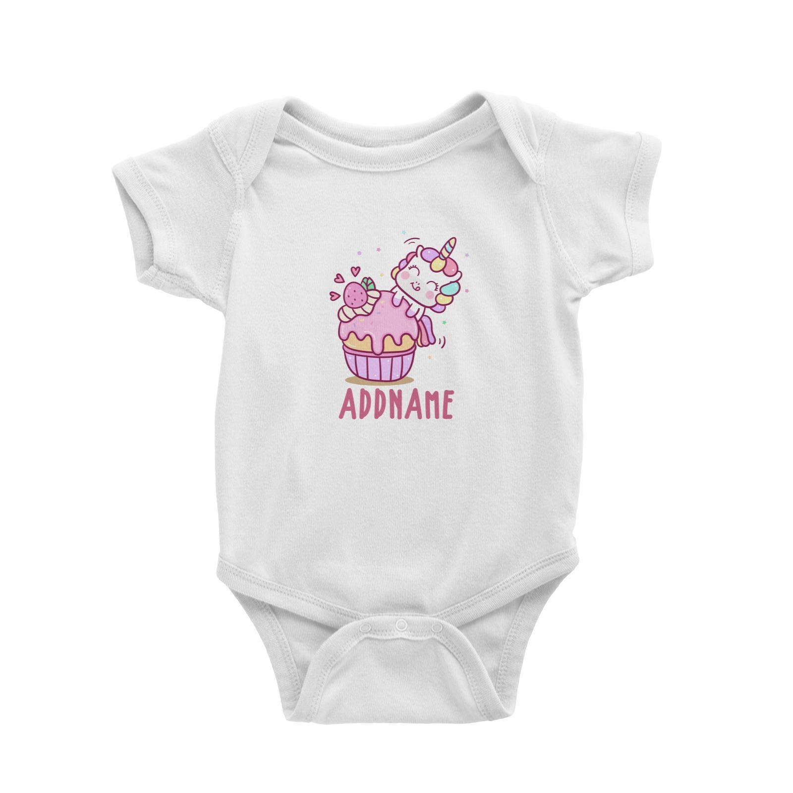 Unicorn And Princess Series Unicorn And Cupcake Addname Baby Romper