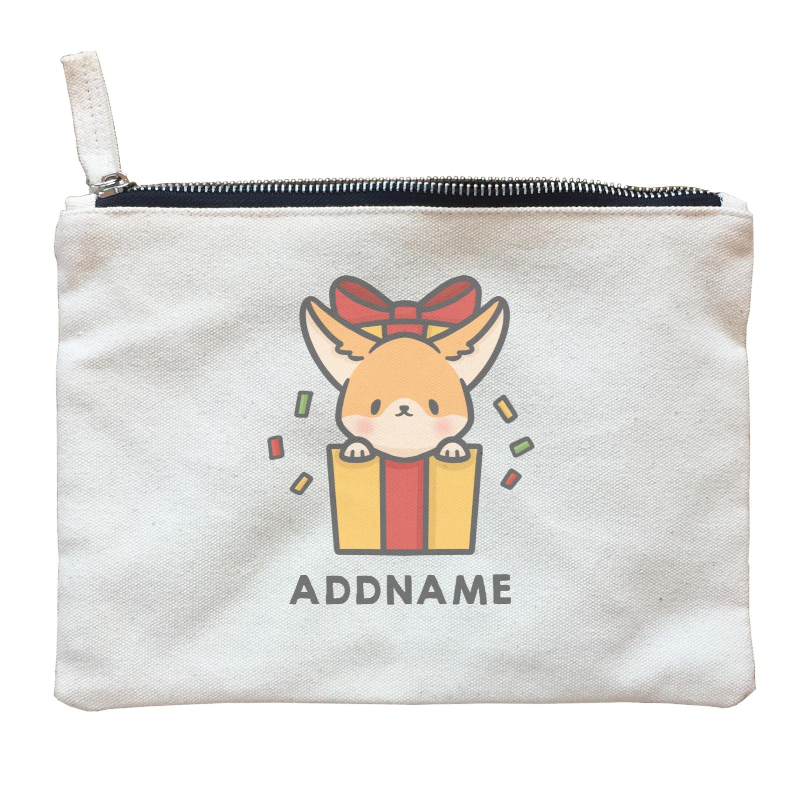 Xmas Cute Dog In Gift Box Addname Accessories Zipper Pouch