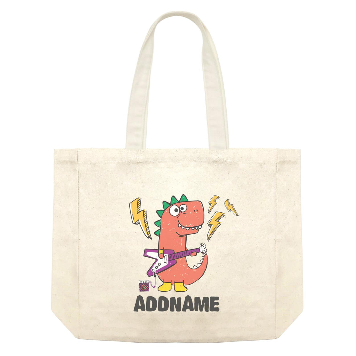 Super Cute Dinosaur Red Guitarist Shopping Bag