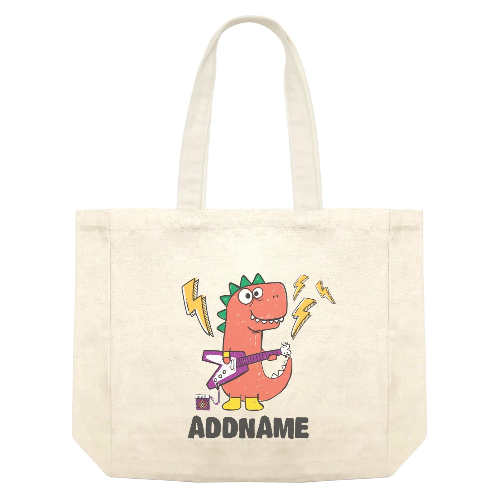 Super Cute Dinosaur Red Guitarist Shopping Bag