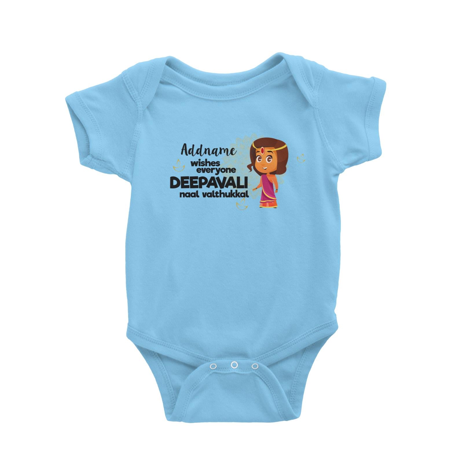 Cute Girl Wishes Everyone Deepavali Addname Baby Romper
