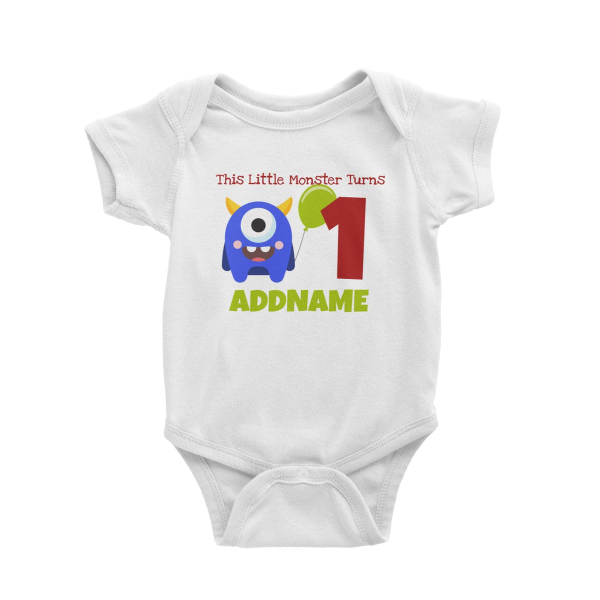 Blue Monster Birthday Theme Personalizable with Name and Number Baby Romper