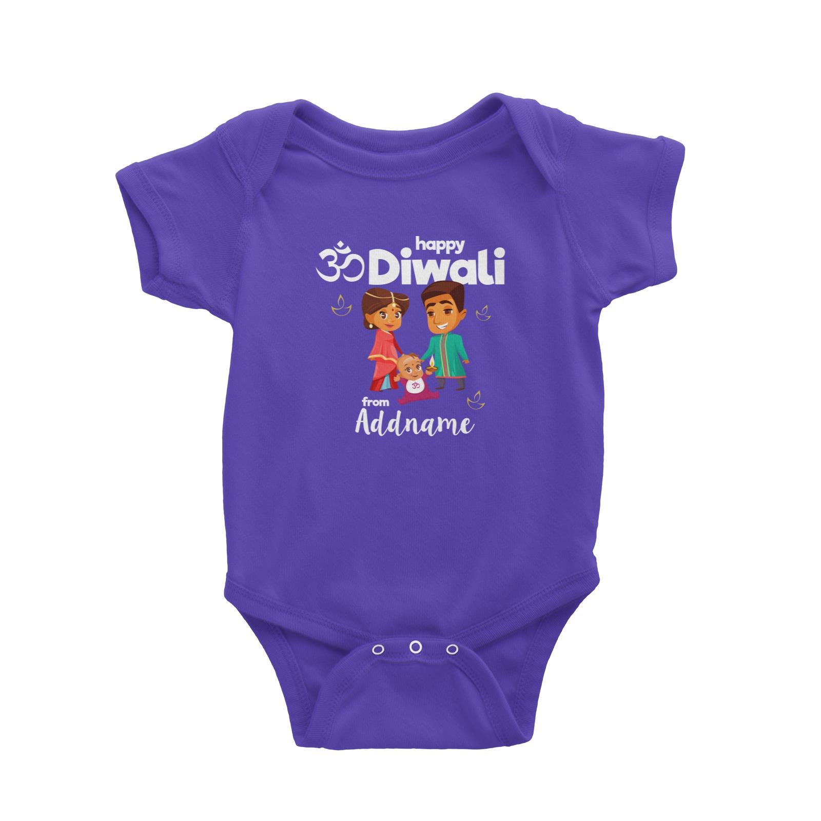 Cute Family Of Three OM Happy Diwali From Addname Baby Romper