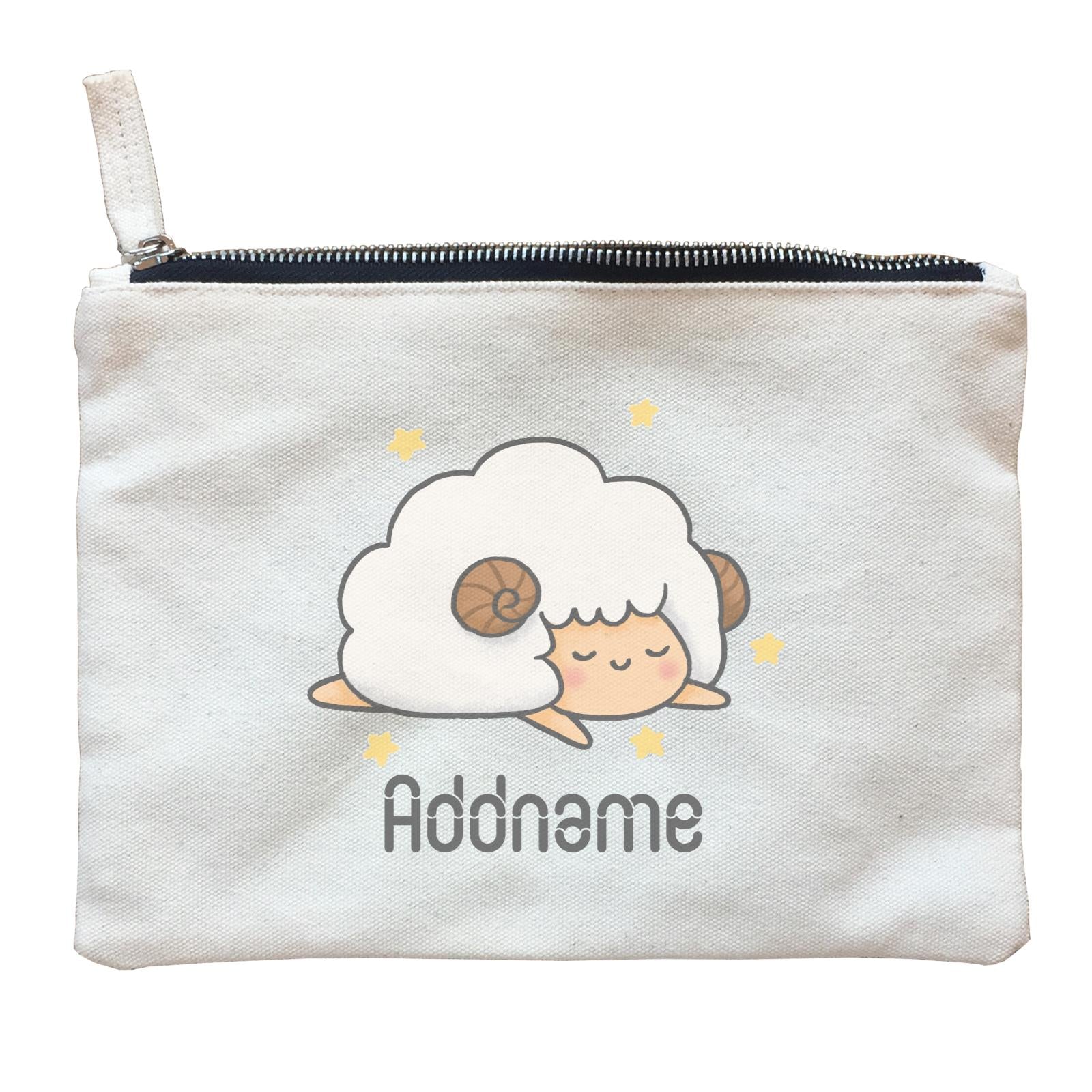 Cute Hand Drawn Style Sheep Addname Zipper Pouch