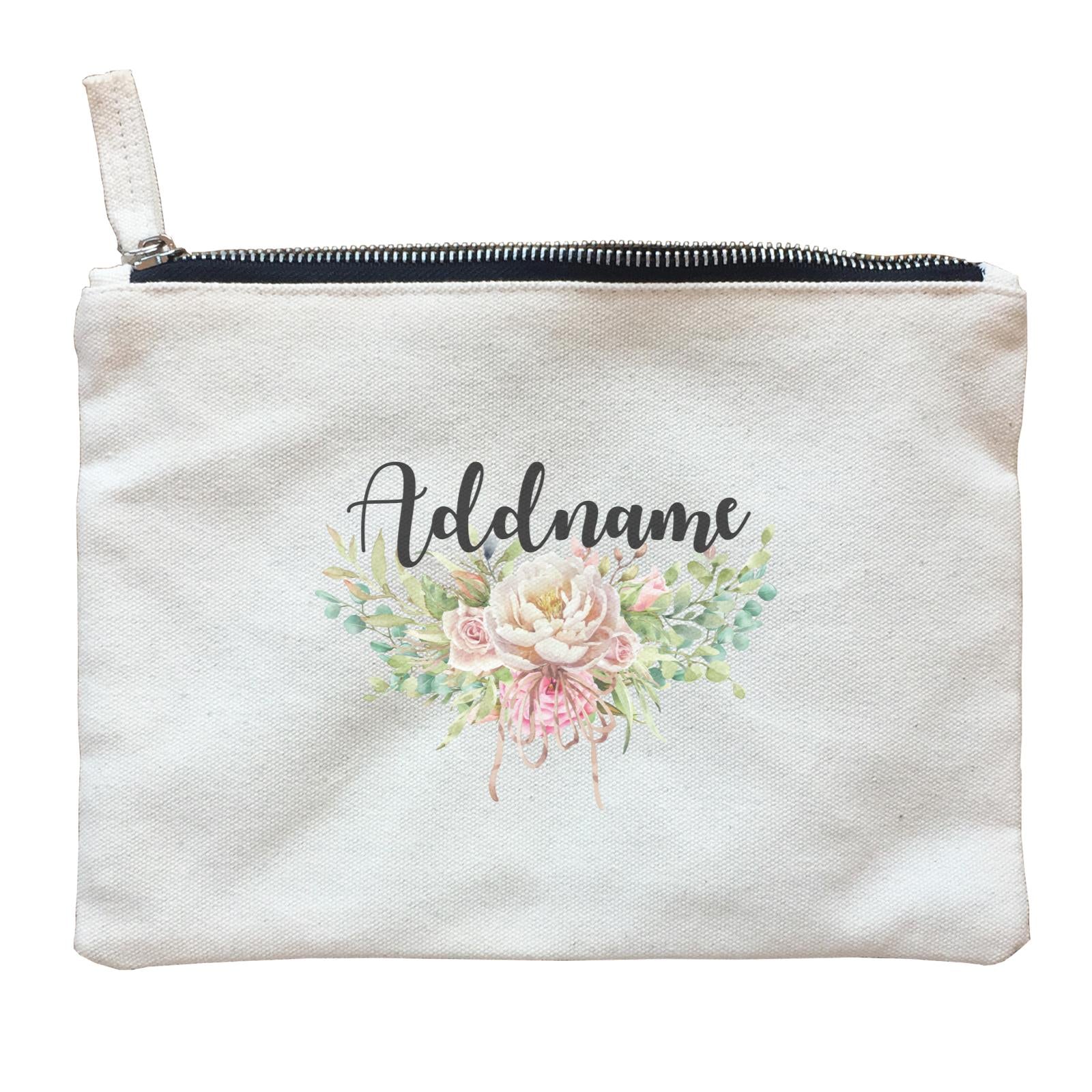 Bridesmaid Floral Sweet 2 Watercolour Big Flower Addname Accessories Zipper Pouch