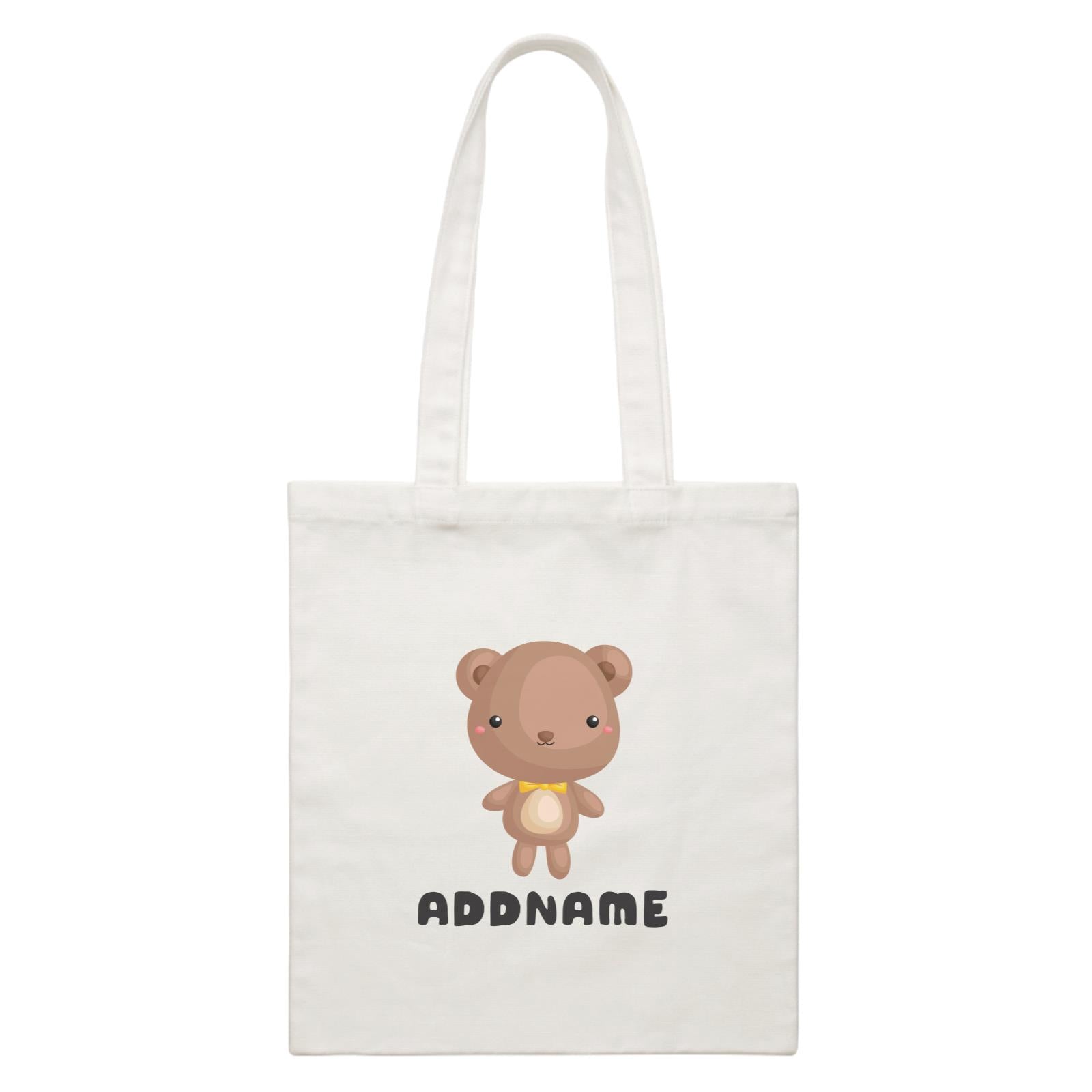 Birthday Friendly Animals Happy Bear Addname White Canvas Bag
