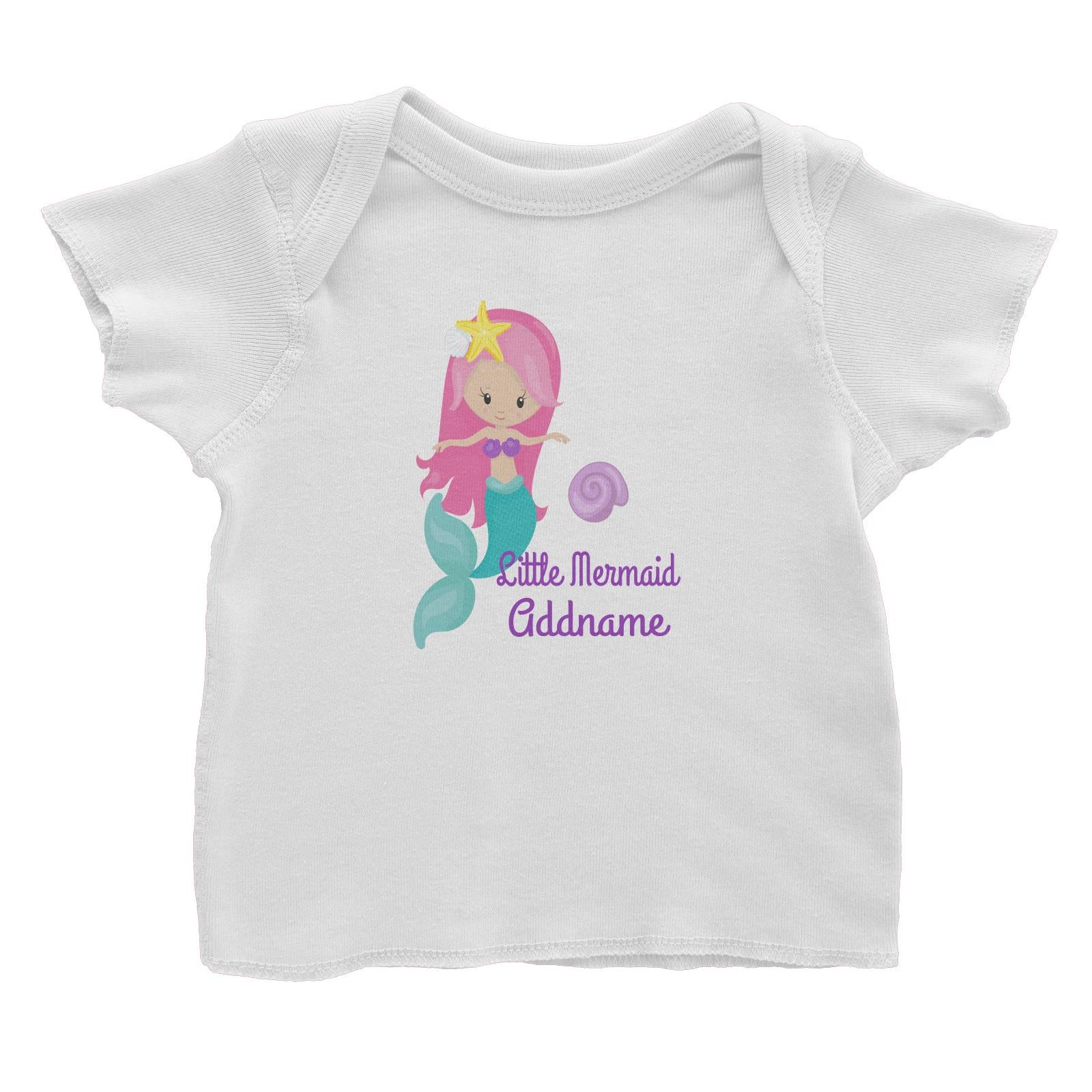 Little Mermaid Upright with Seashell Addname Baby T-Shirt
