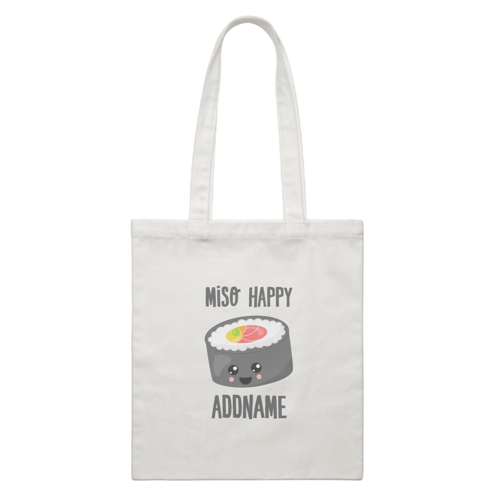 Miso Happy Sushi Circle Roll Addname White Canvas Bag