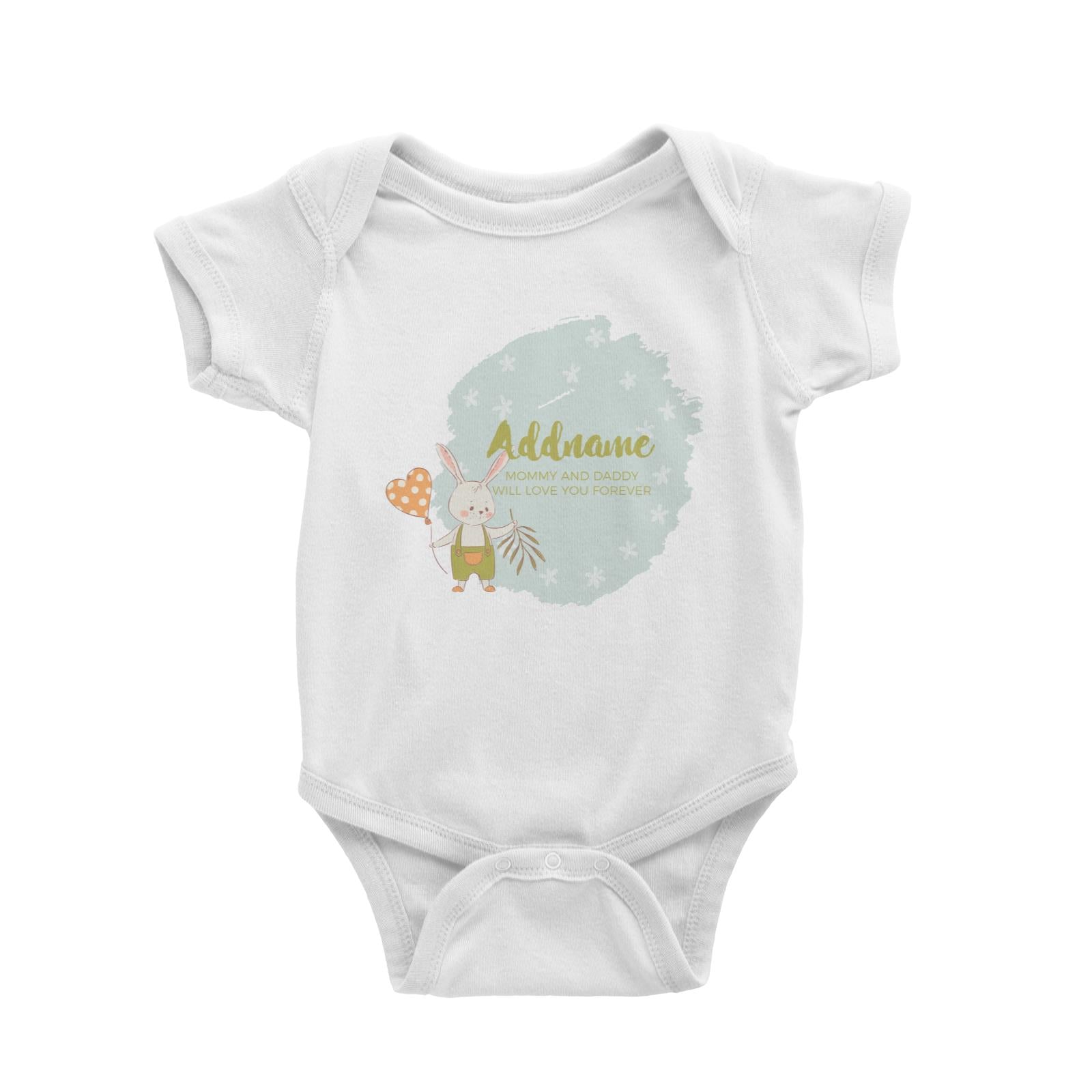 Cute Boy Rabbit with Heart Balloon Personalizable with Name and Text Baby Romper