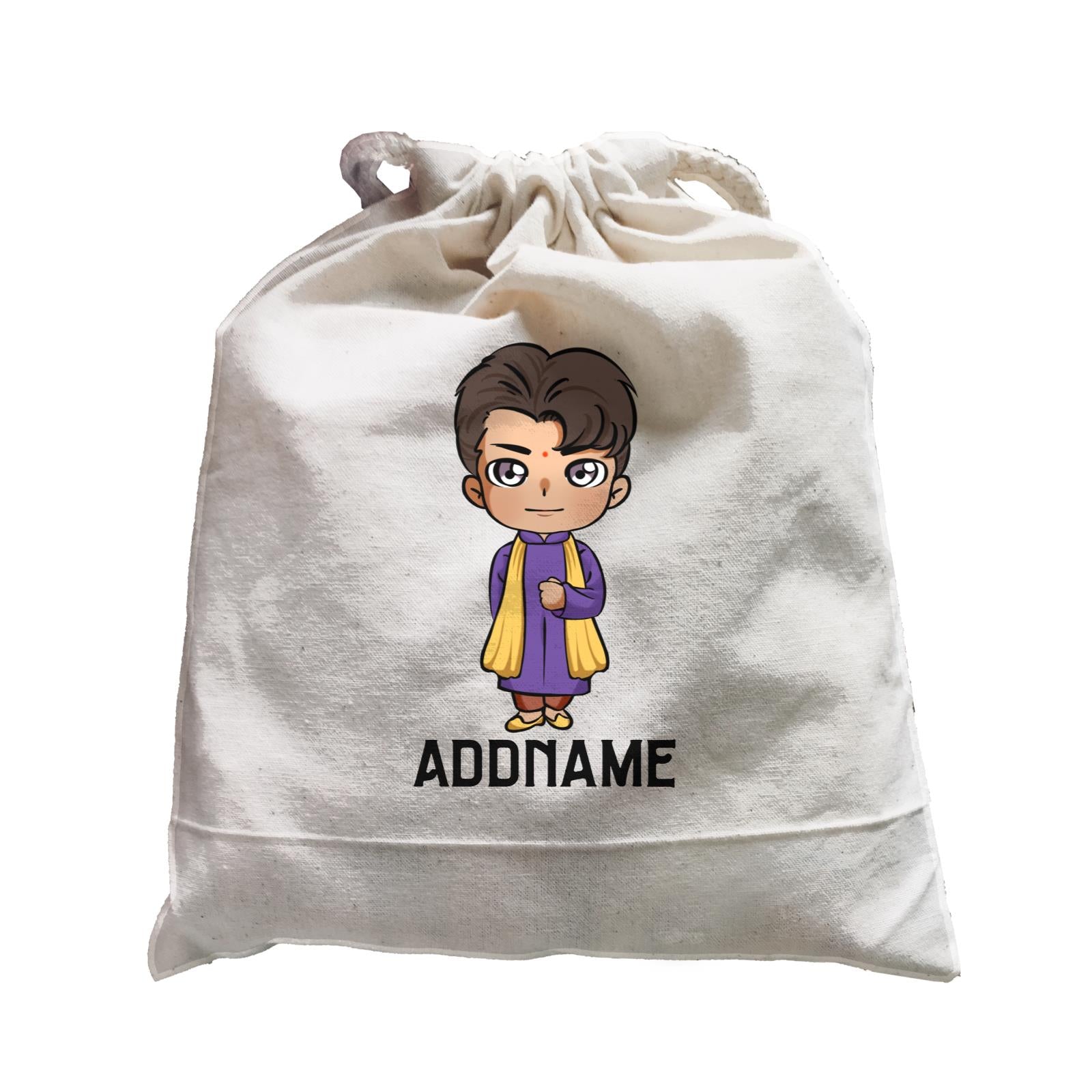 Deepavali Series Chibi Man Front Addname Satchel