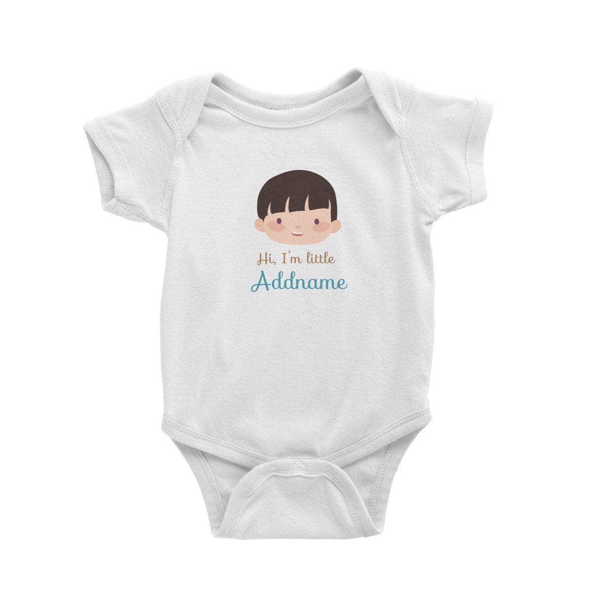 Cute Boy with Coconut Fringe Hi I Am Little Addname Baby Romper