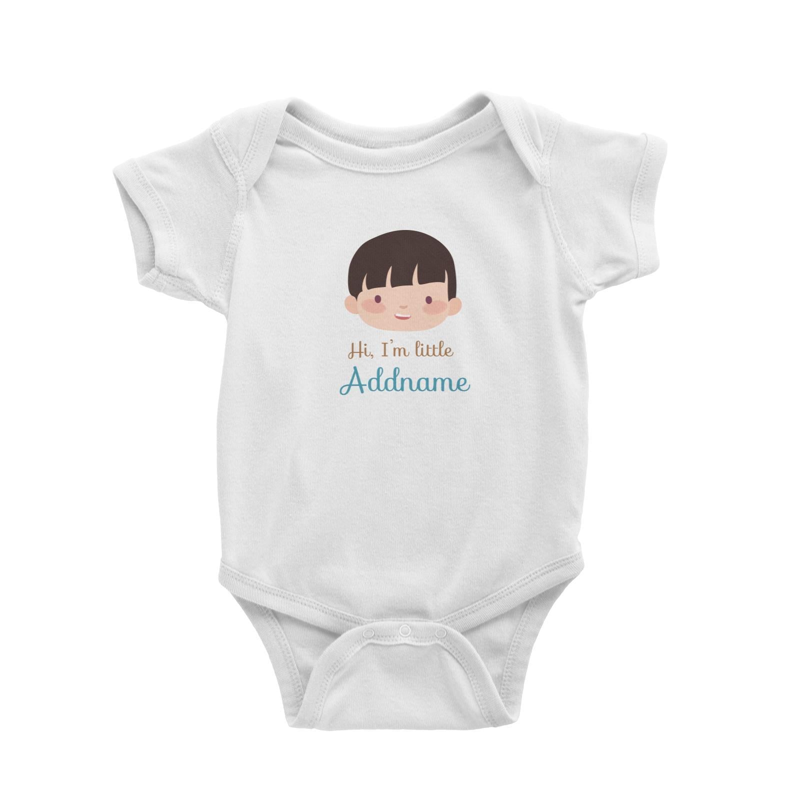 Cute Boy with Coconut Fringe Hi I Am Little Addname Baby Romper