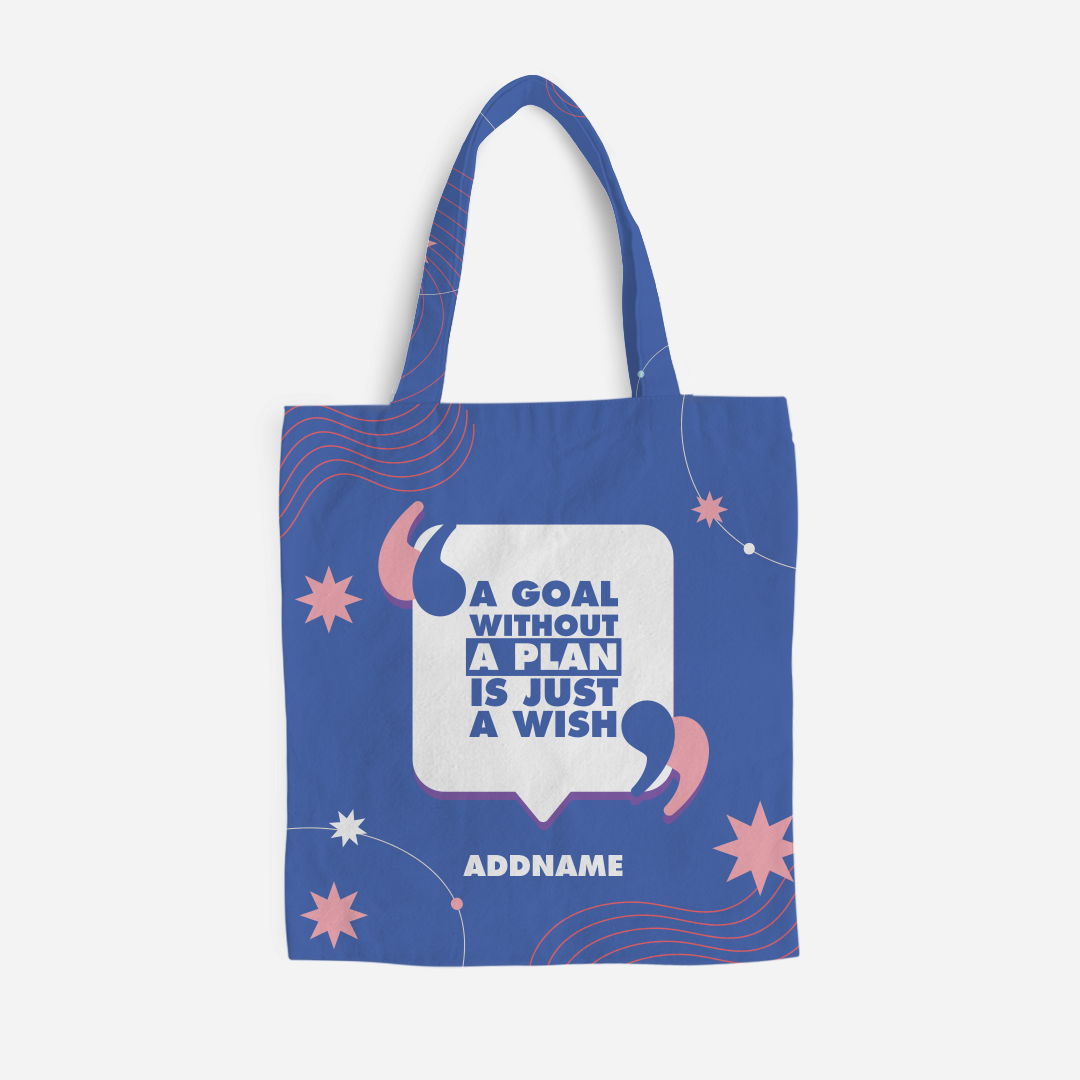 Be Confident Series Canvas Bag - A Goal Without a Plan Is Just A Wish-Blue
