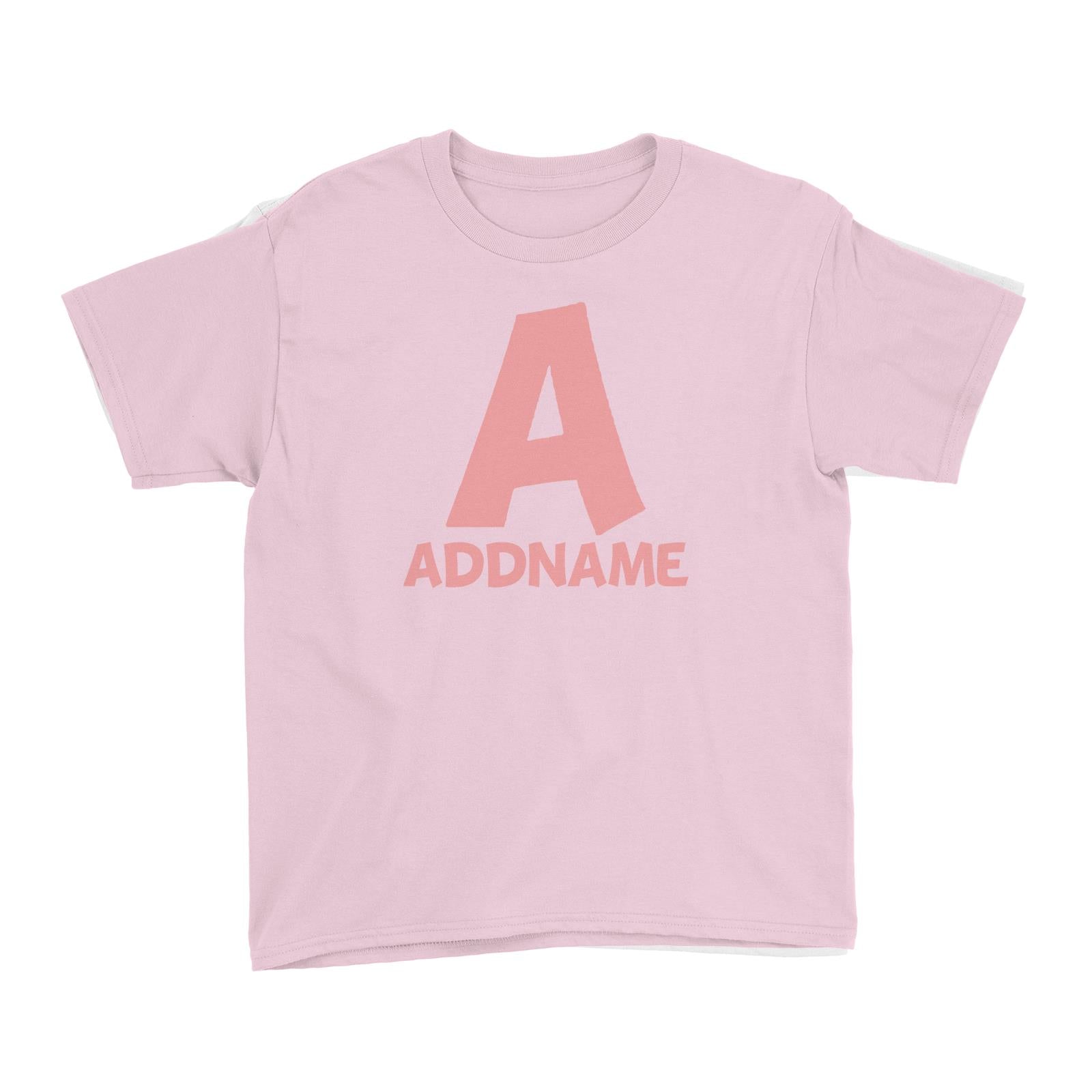 Add Initial and Add Name in Pink Kid's T-Shirt