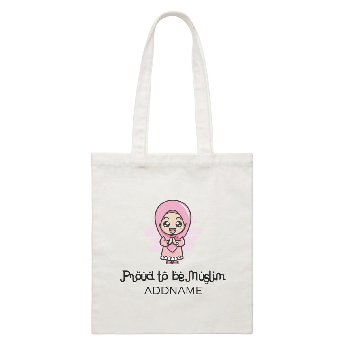 Proud To Be Muslim Happy Little Girl Addname White White Canvas Bag