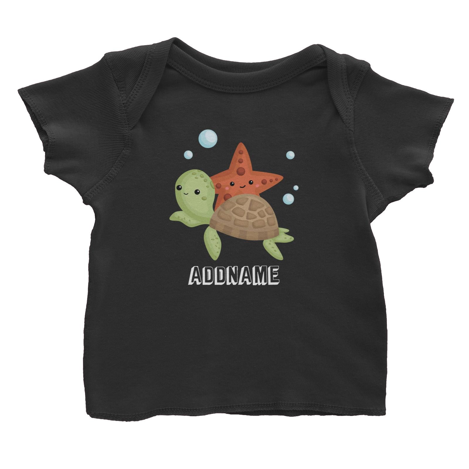 Birthday Mermaid Turtle And Starfish Addname Baby T-Shirt