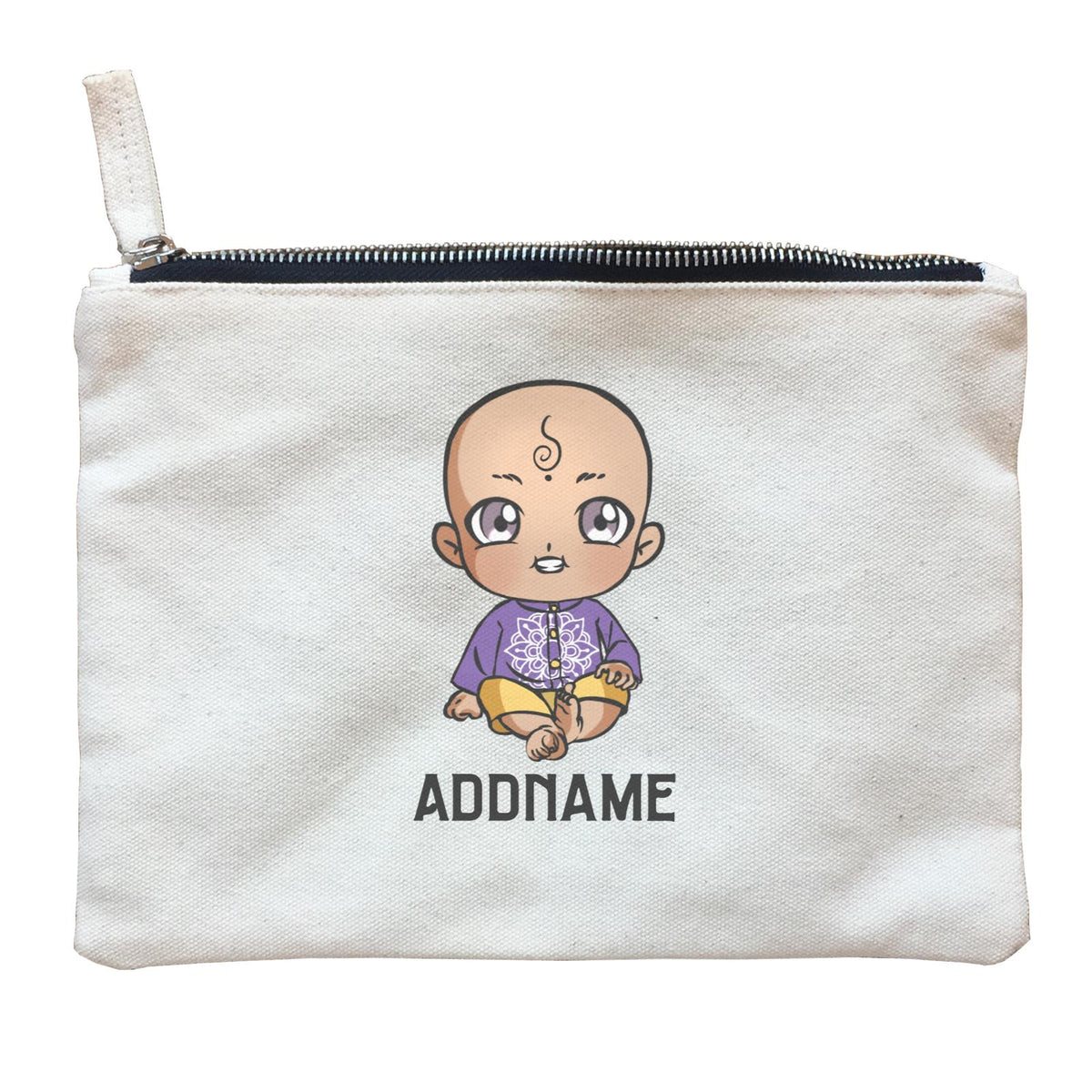 Deepavali Series Chibi Baby Boy Front Addname Zipper Pouch
