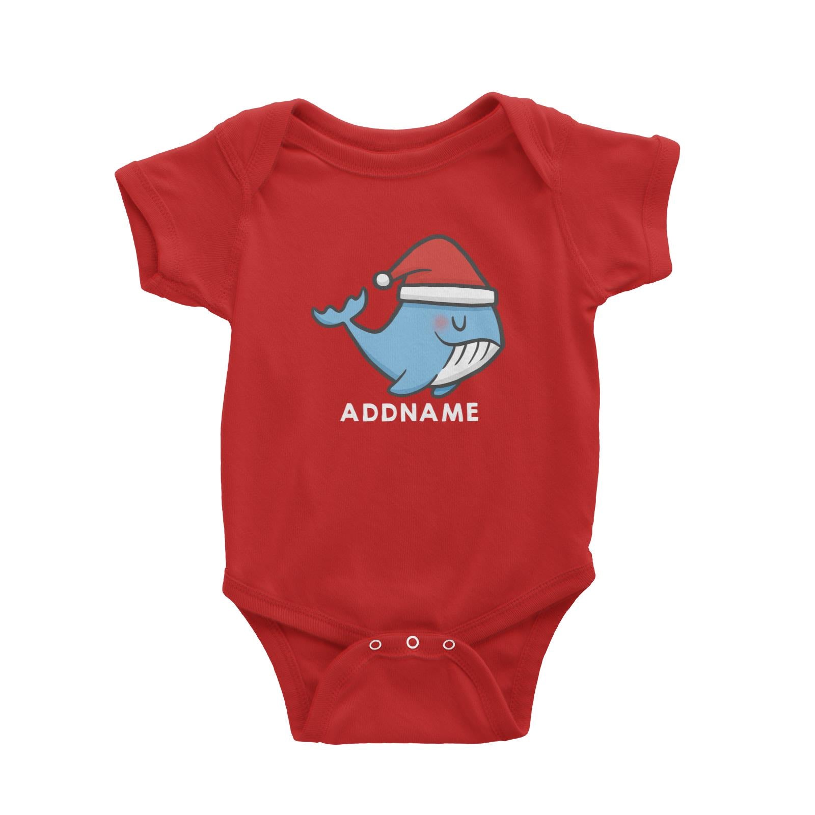 Xmas CuteWhale Christmas Hat Addname Accessories Baby Romper