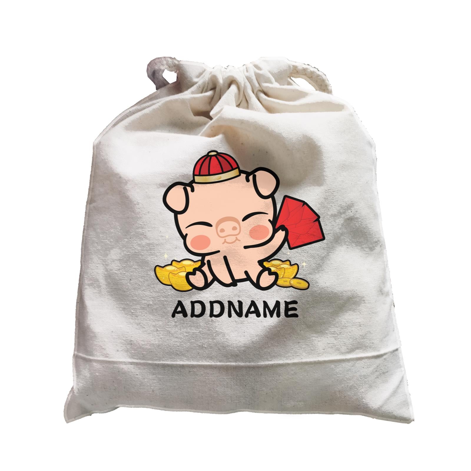 Properity Pig Baby Full Body with Red Packets And Gold Accessories Satchel