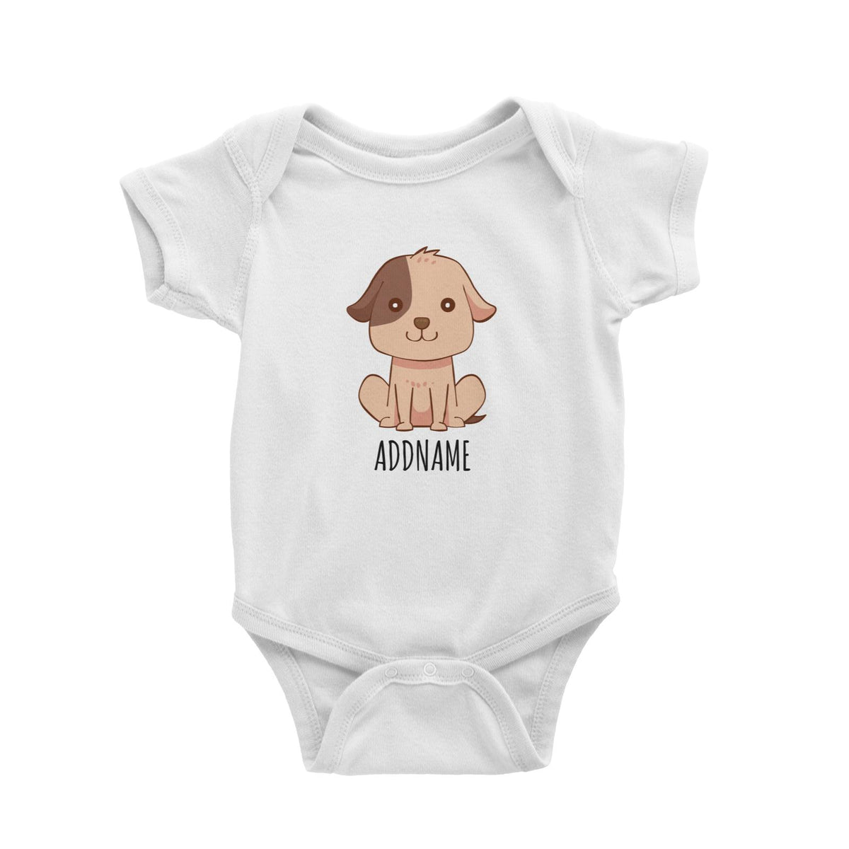 Cartoon Sitting Dog White White Baby Romper