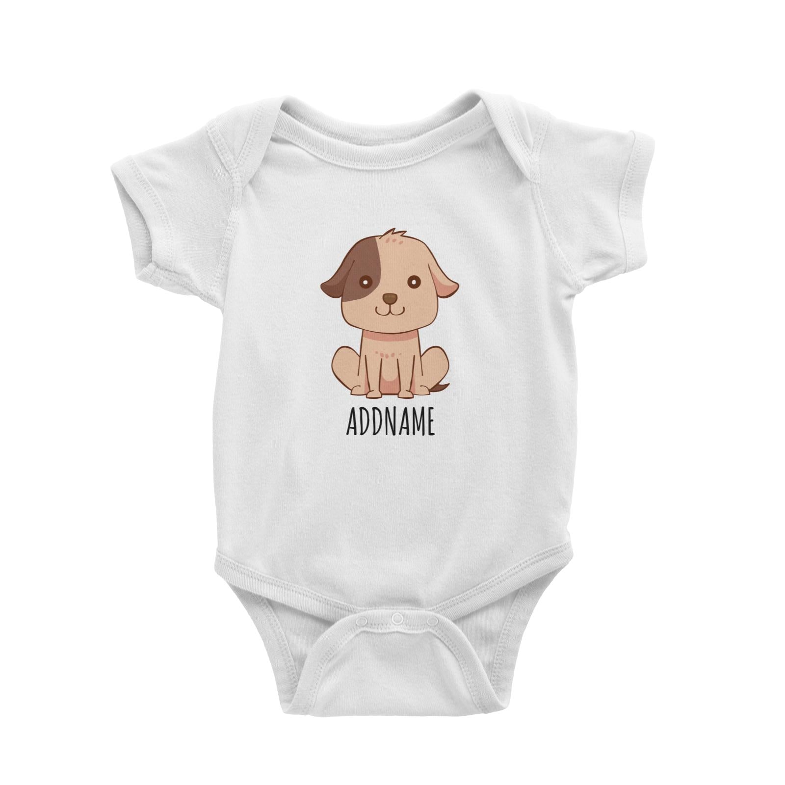 Cartoon Sitting Dog White White Baby Romper